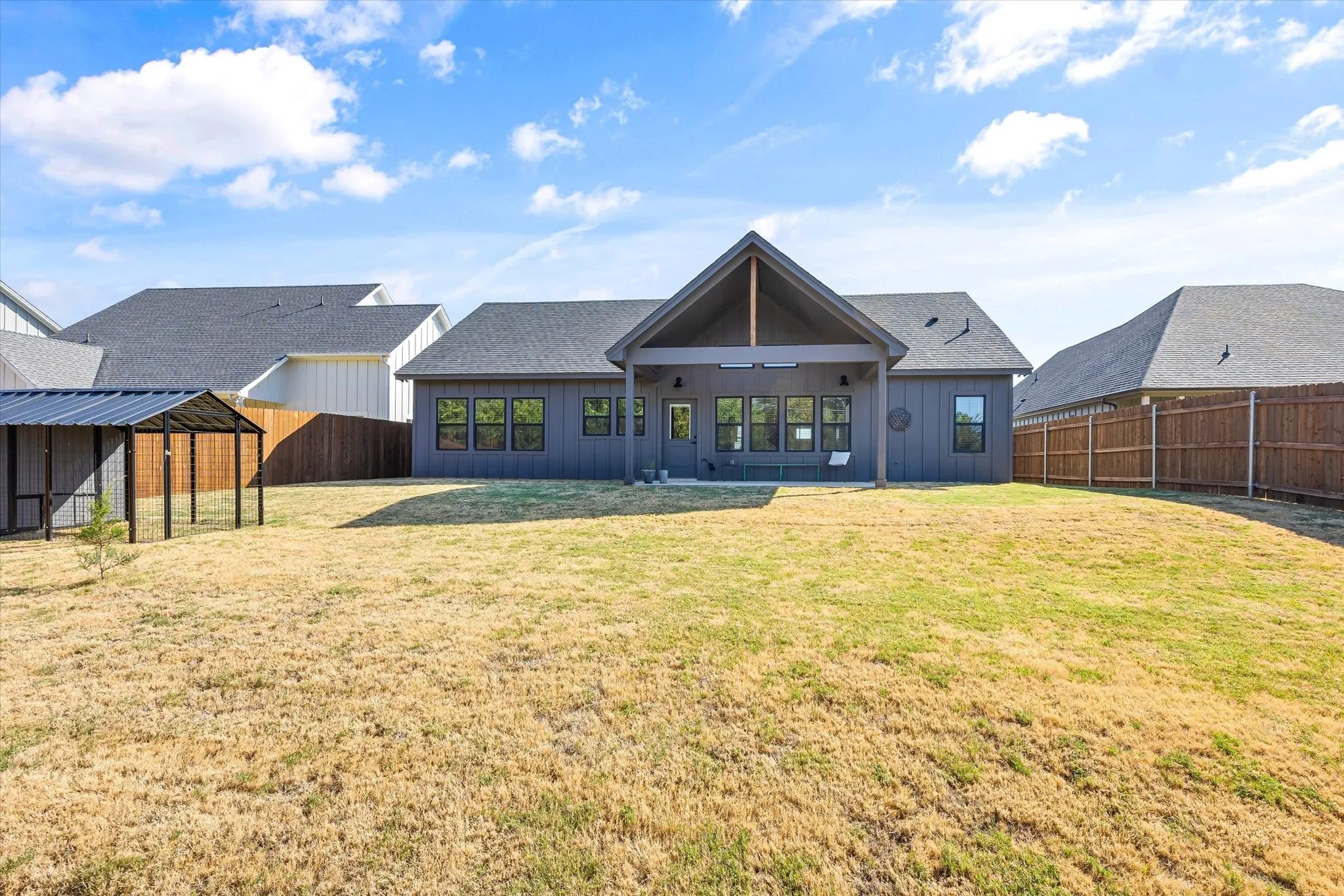 Large and grassy yard.