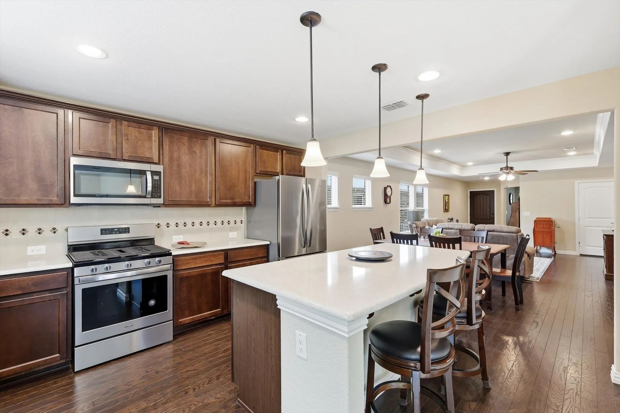 Rich chocolate cabinetry