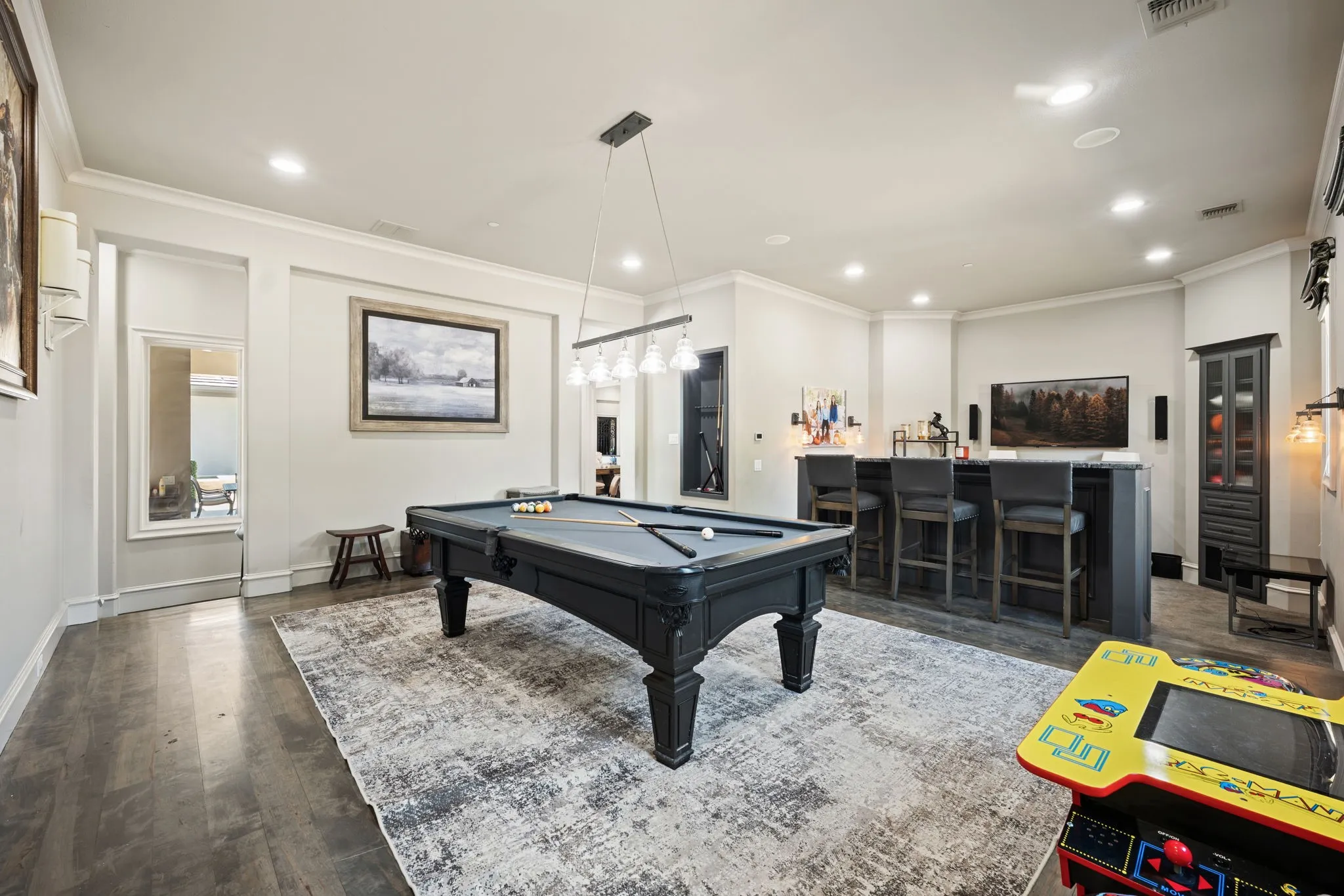 Recessed lighting and crown molding throughout