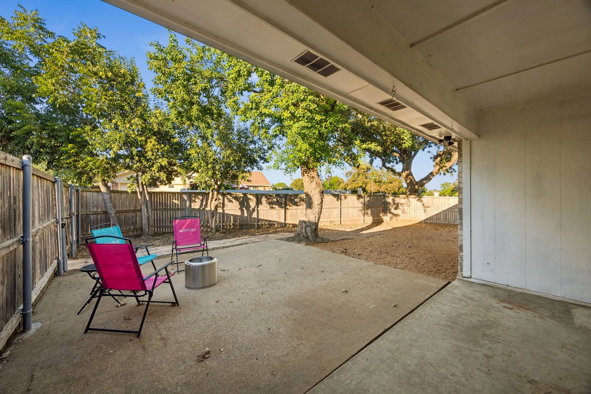 Backyard with covered patio