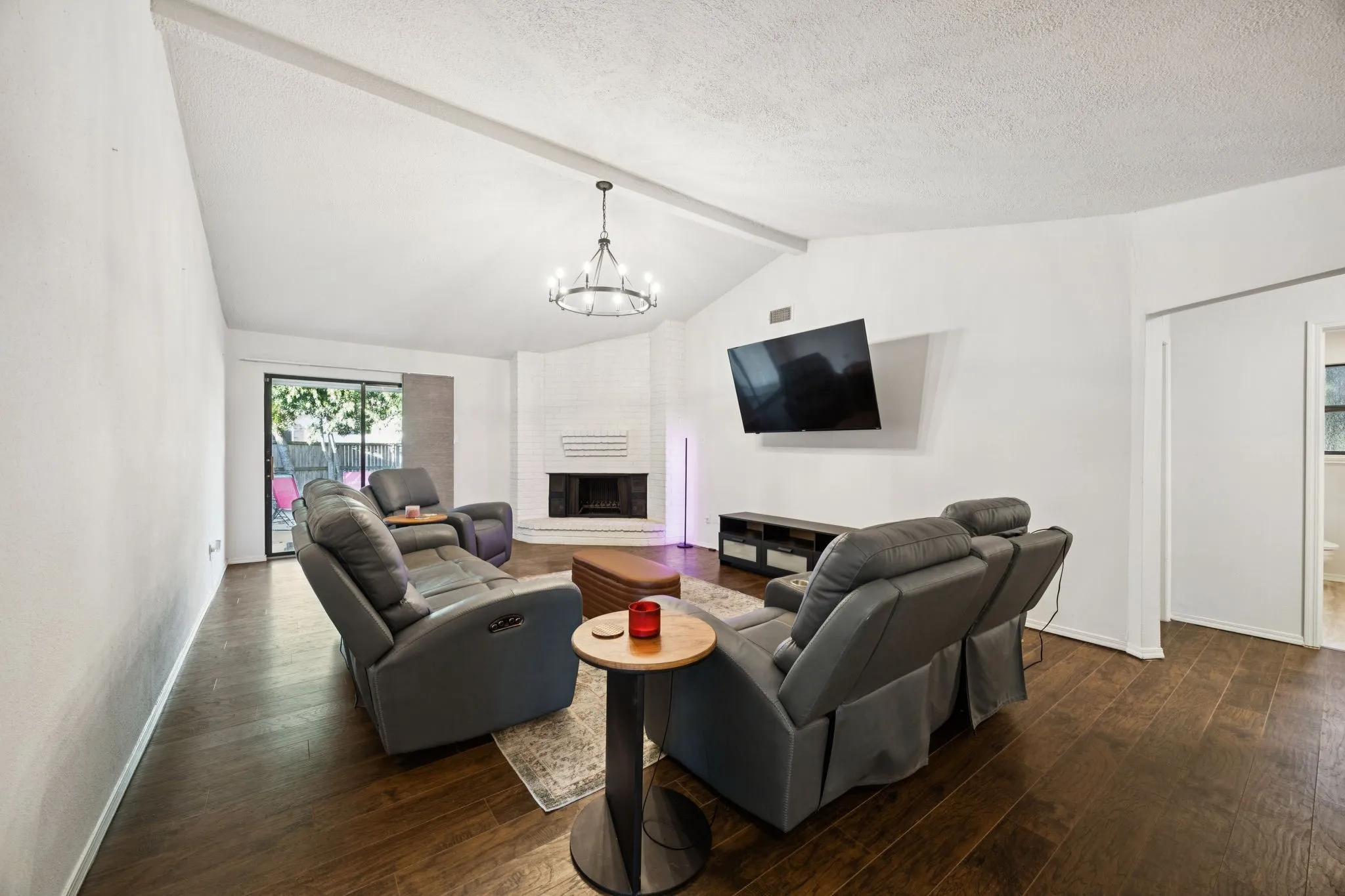 Vaulted ceilings and wood burning fireplace