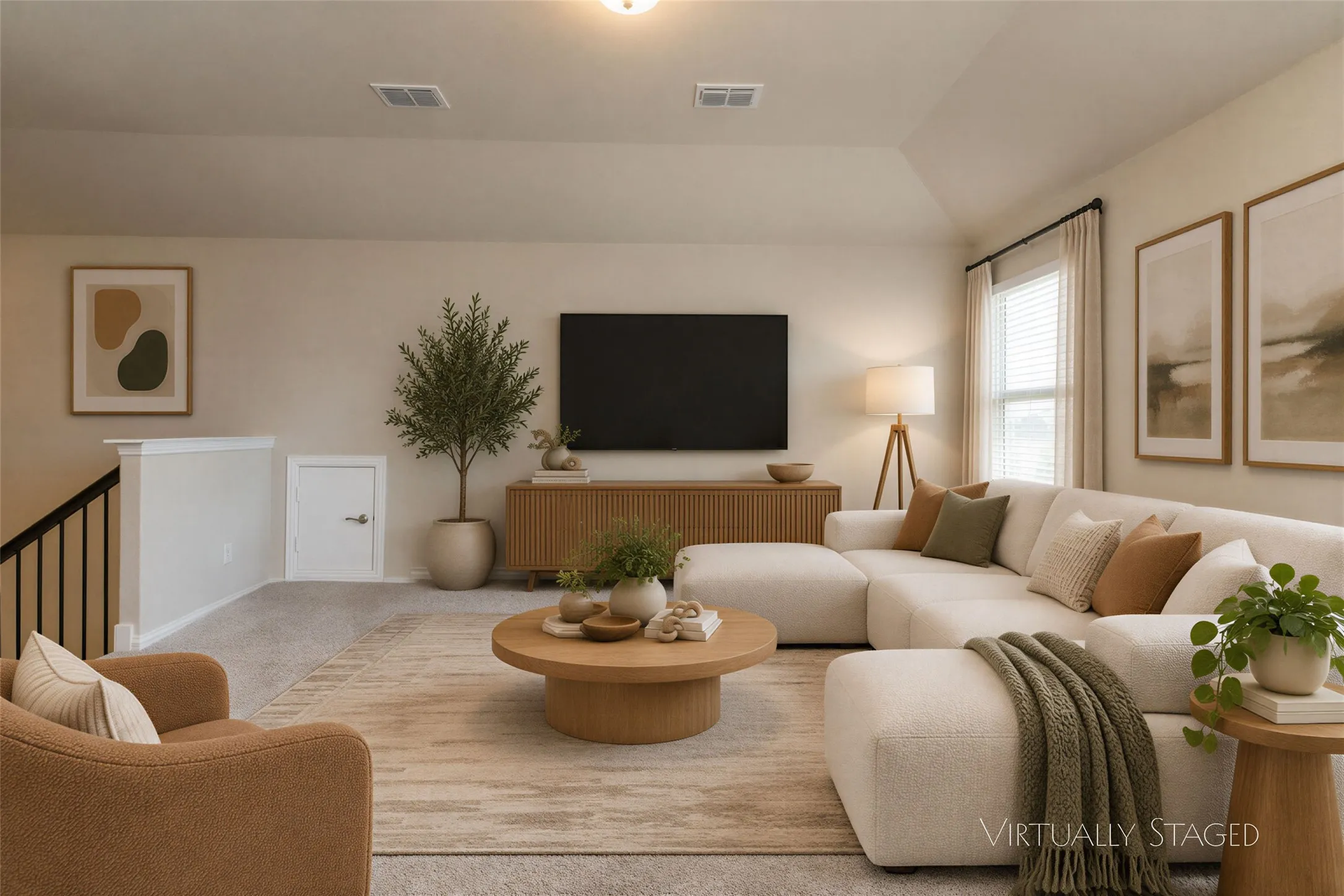 Virtually staged family room