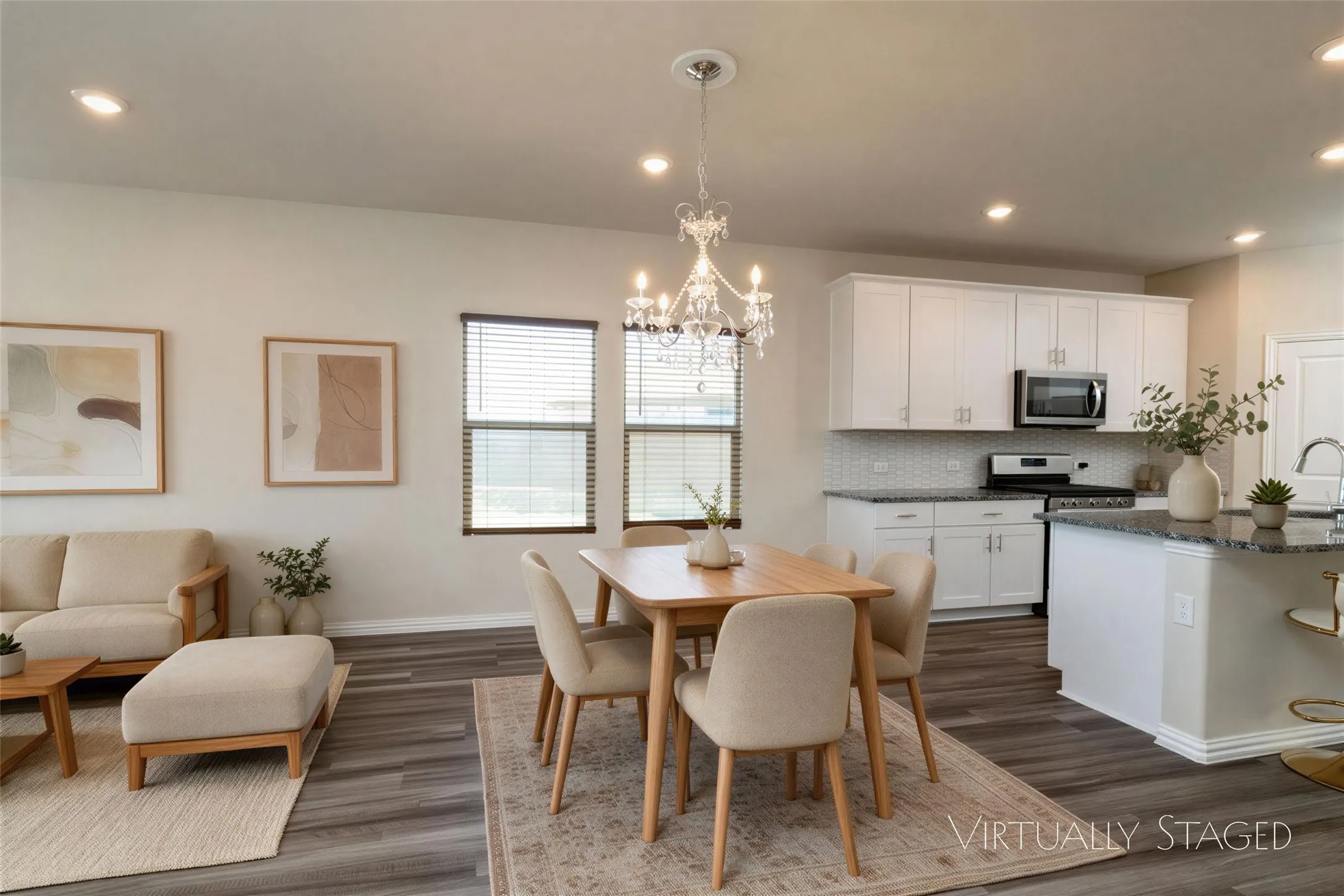 Virtually staged dining area