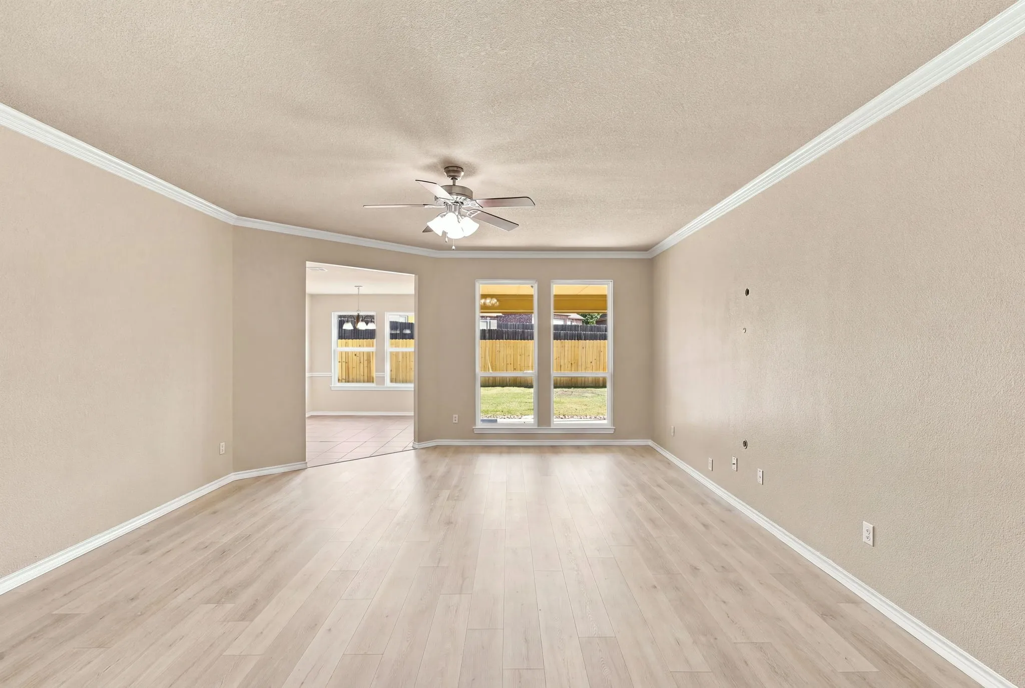 Spacious Living Room Updated Flooring