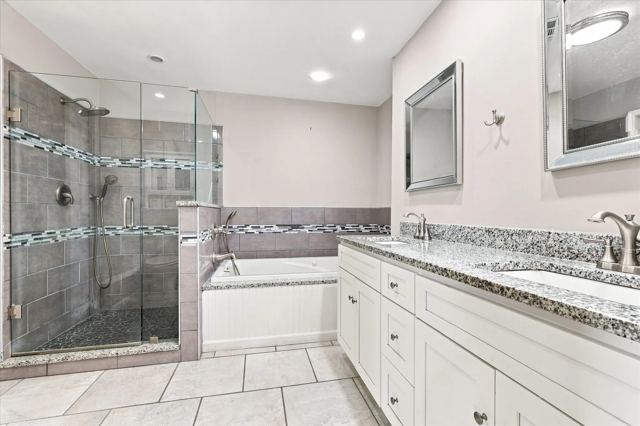 Primary bathroom jetted tub and shower