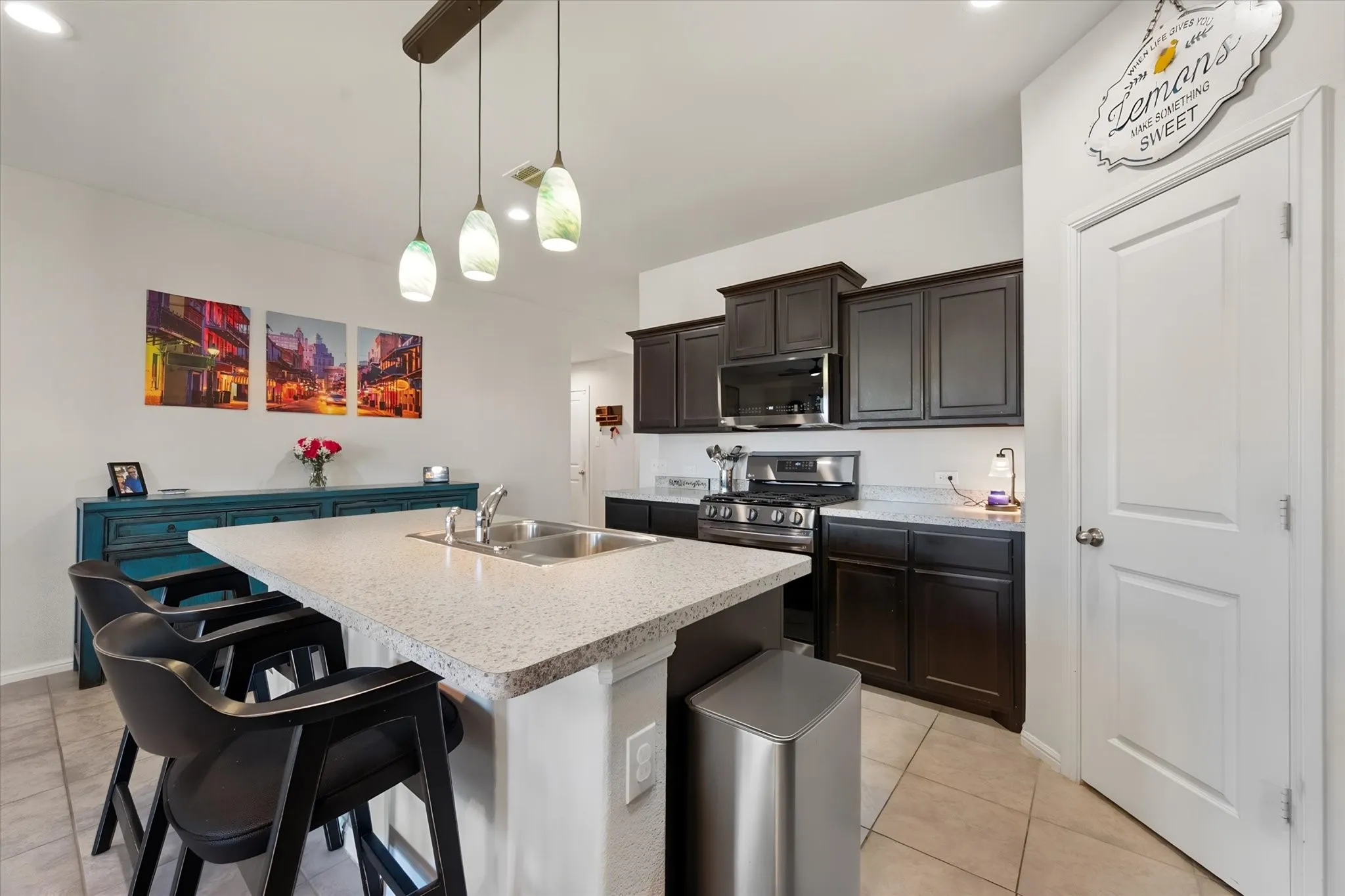 Appliances have been recently updated to include gas range, microwave, dishwasher and the refrigerator will stay!