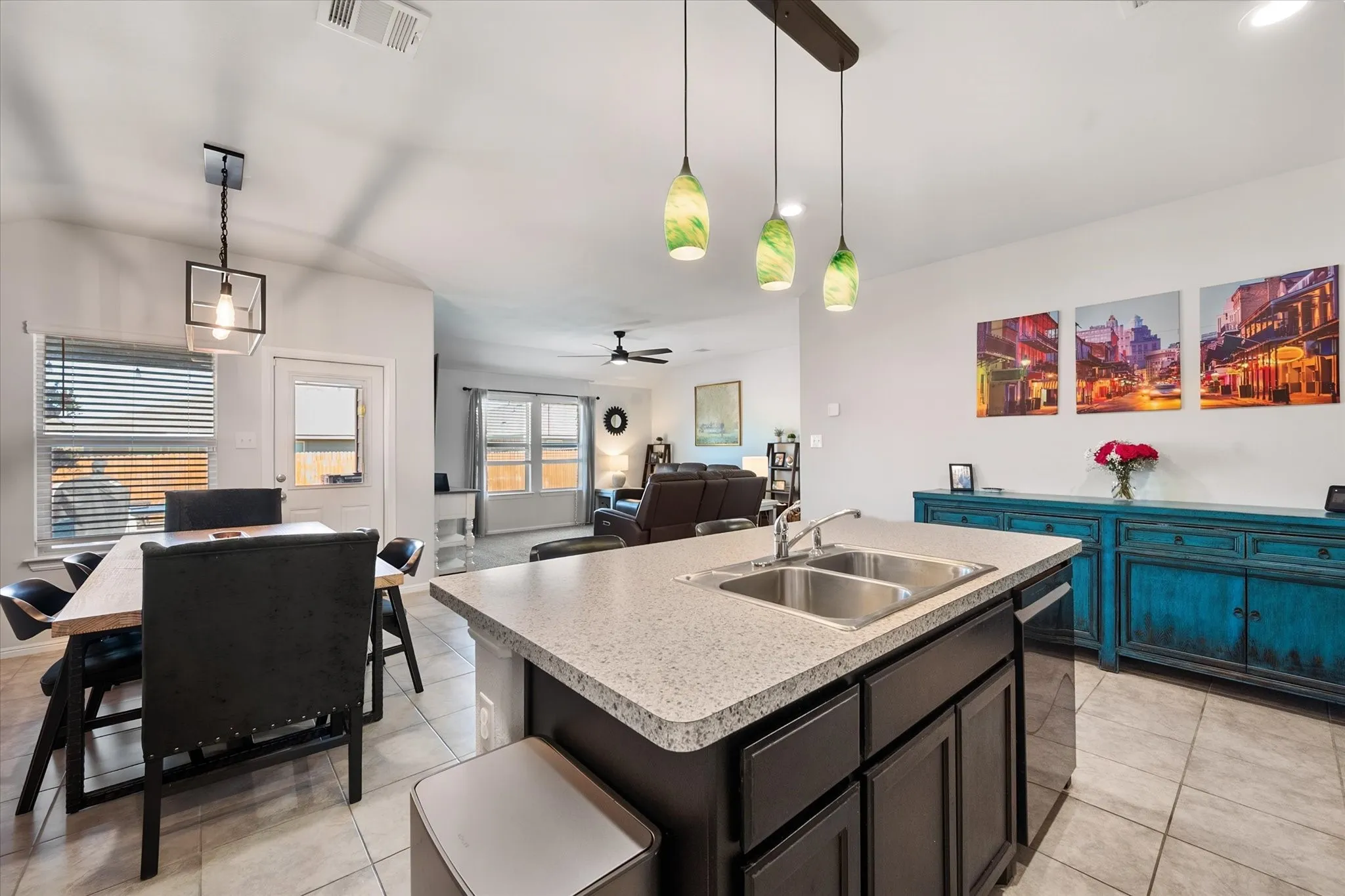 View from the kitchen into the dining and living areas!