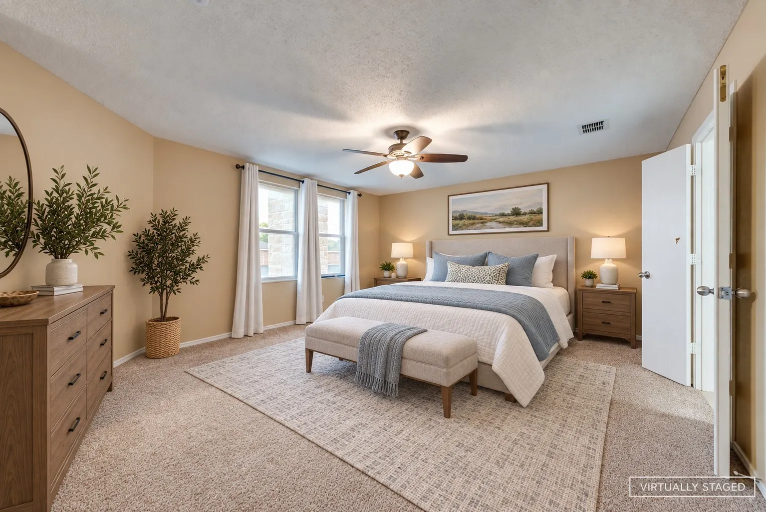 Primary bedroom - virtually staged