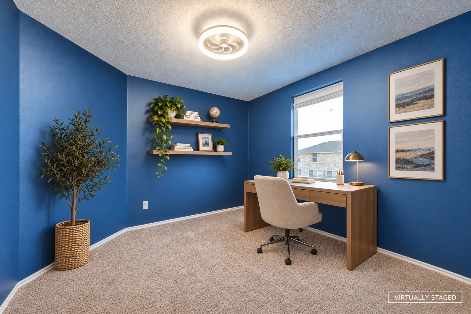 Office or sitting area in primary bedroom - virtually staged