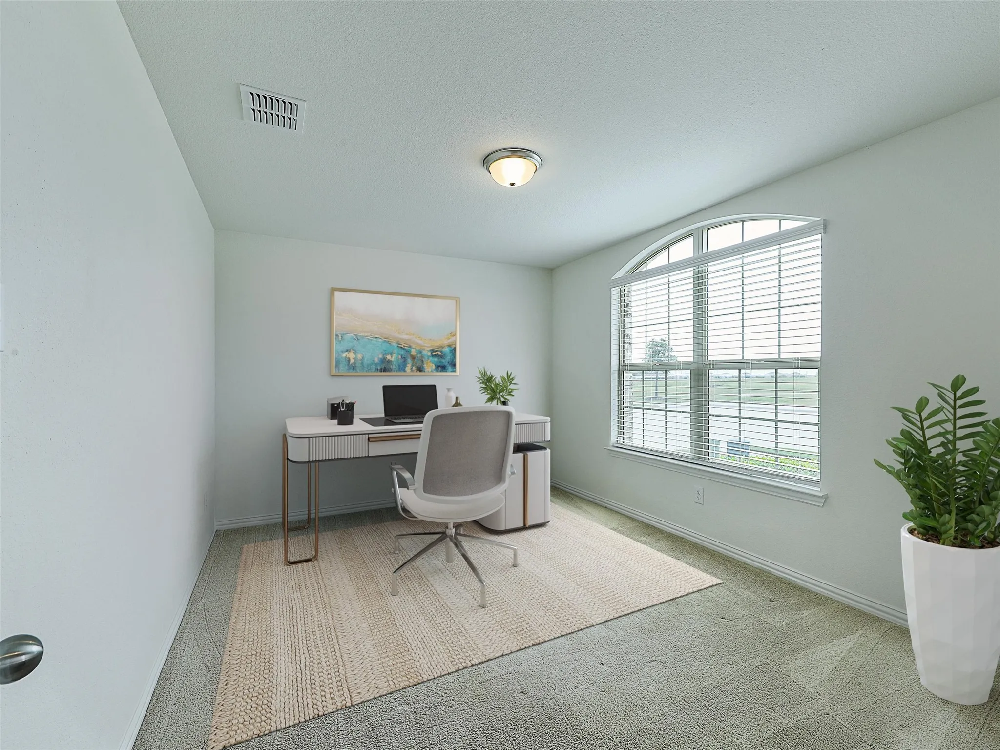 Office at front of home, virtually staged
