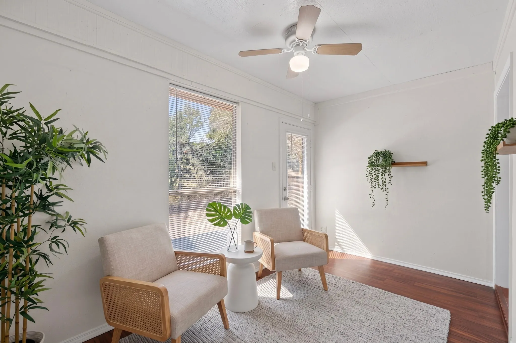 Virtually staged flex space living/sitting/office