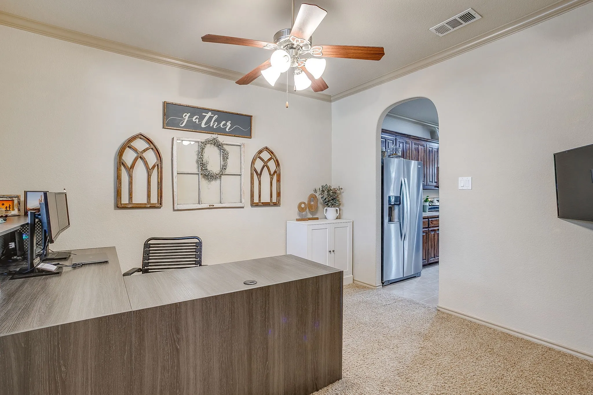 Office has access to kitchen.