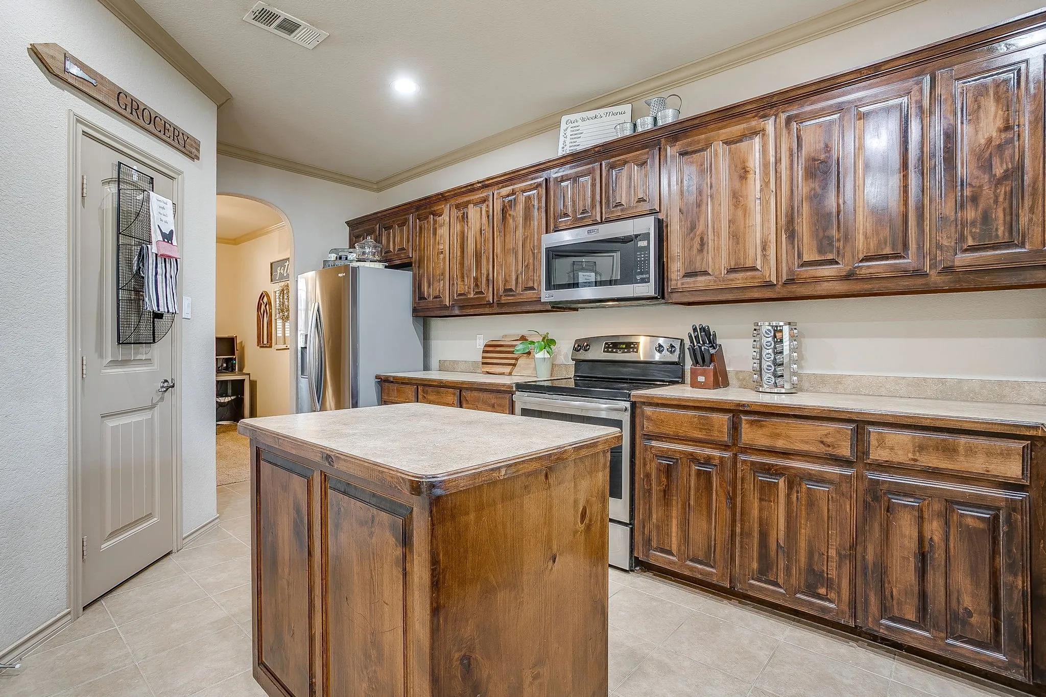 Walk in pantry and center island.