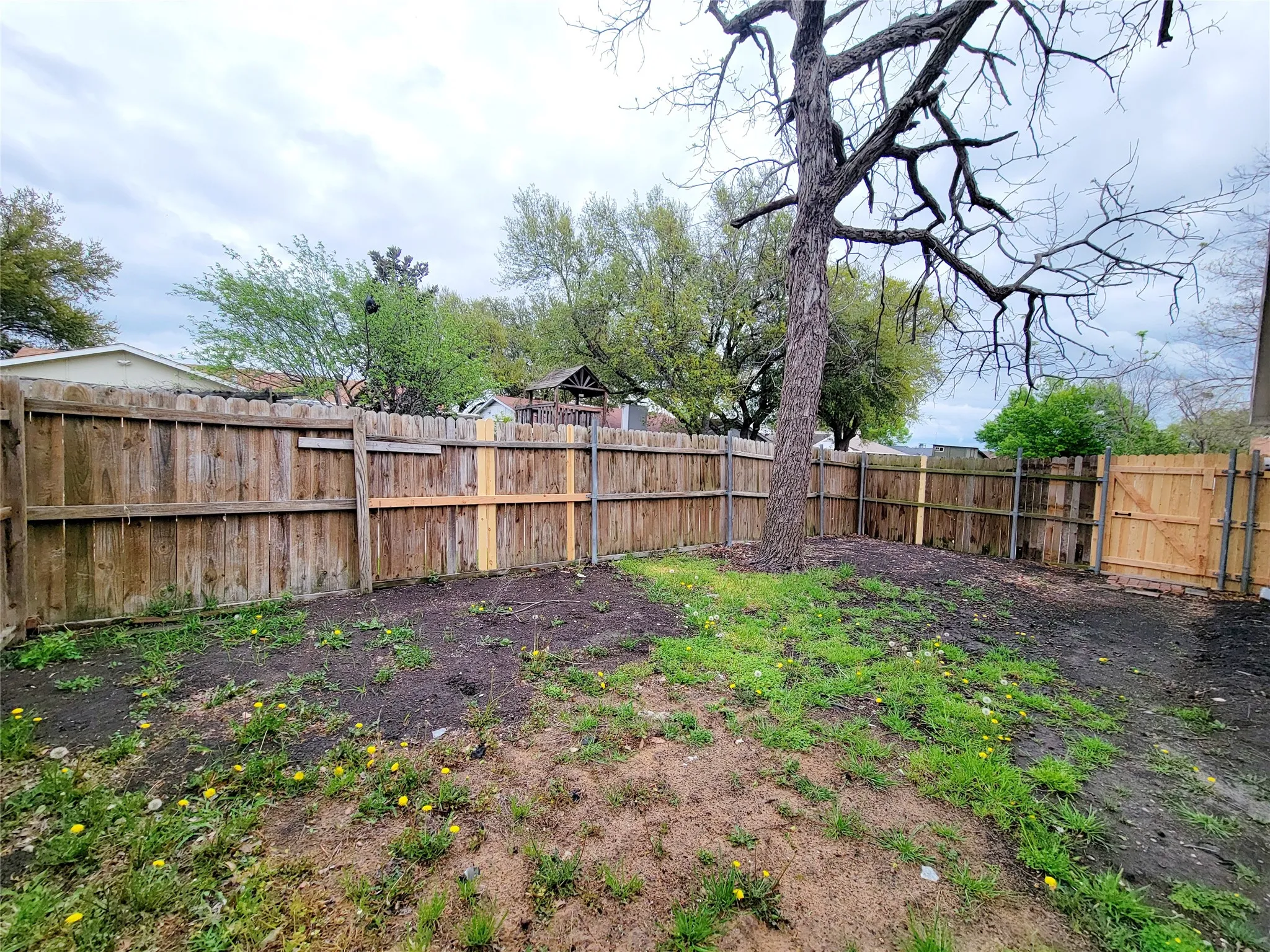 View of yard featuring a fenced backyard
