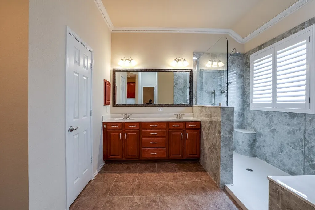 Beautifully updated master bath with awesome shower!