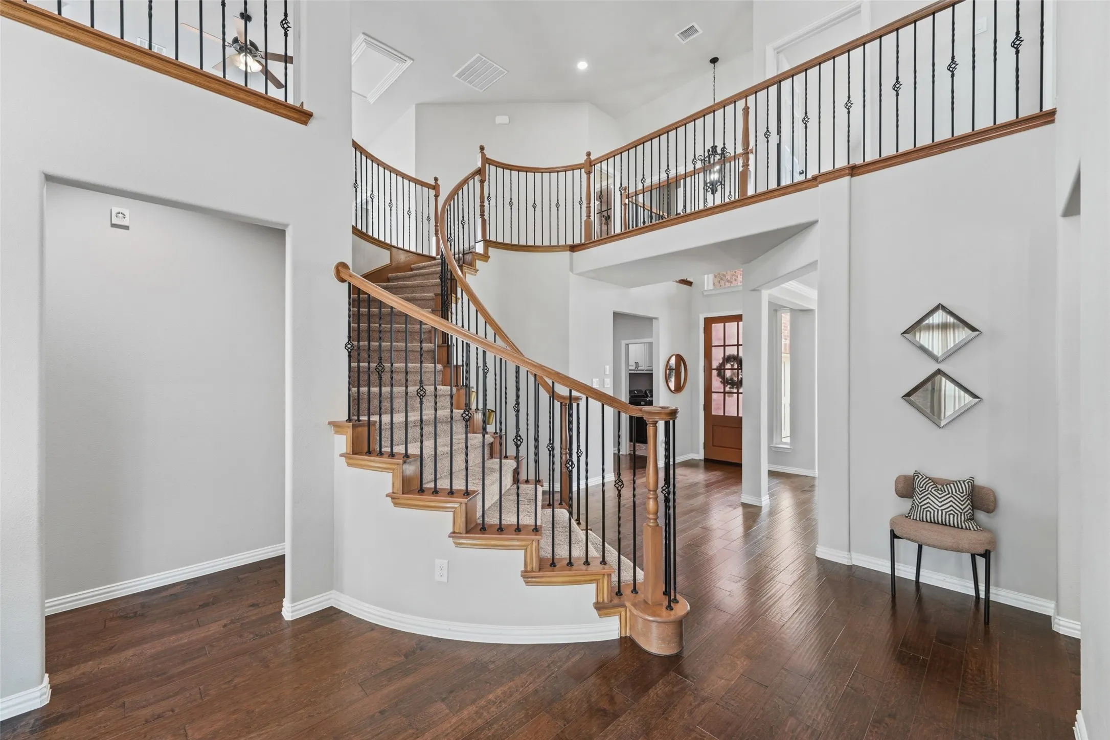 Views of the catwalk and curved stairway