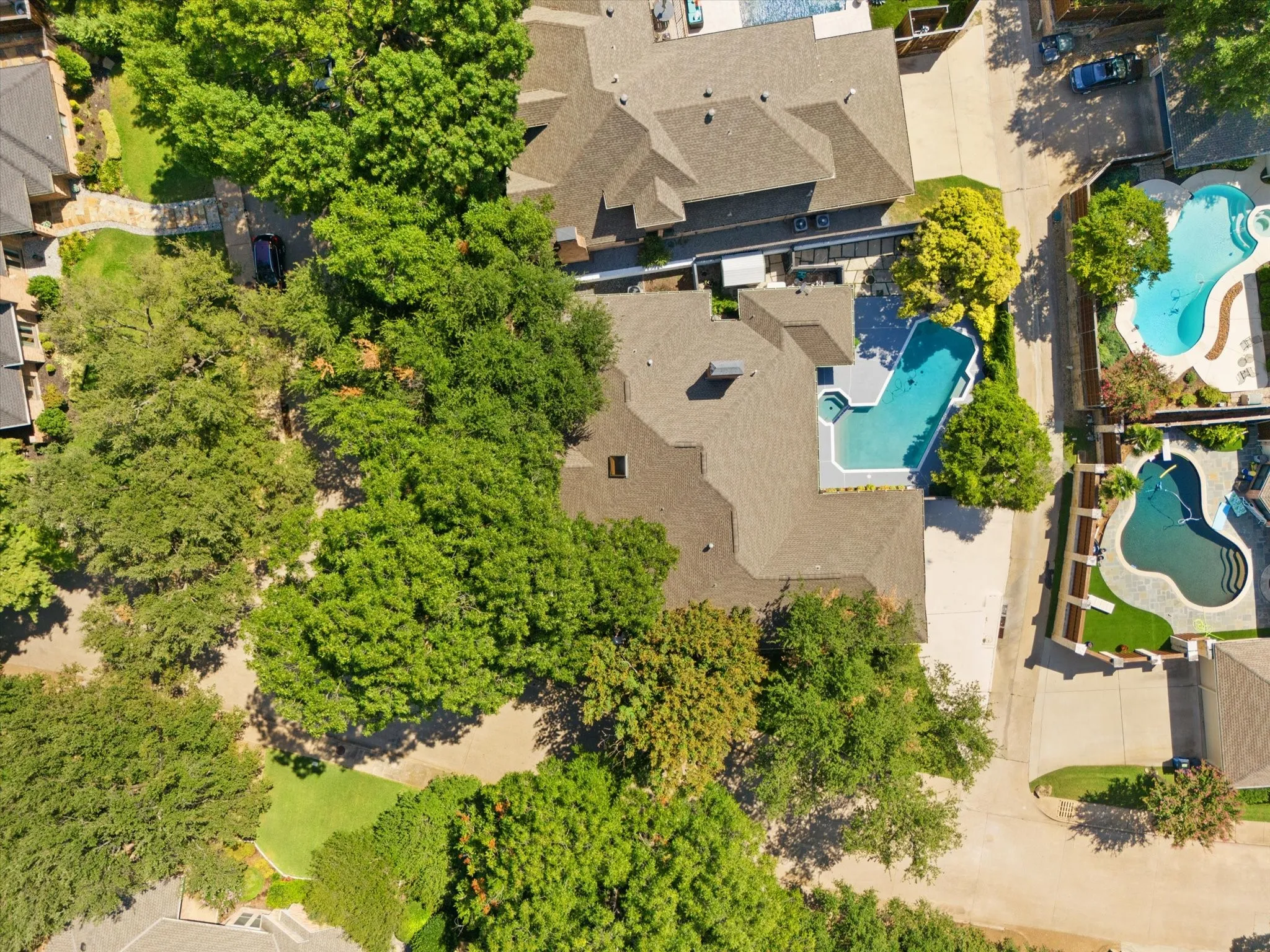 Aerial view of a pool area