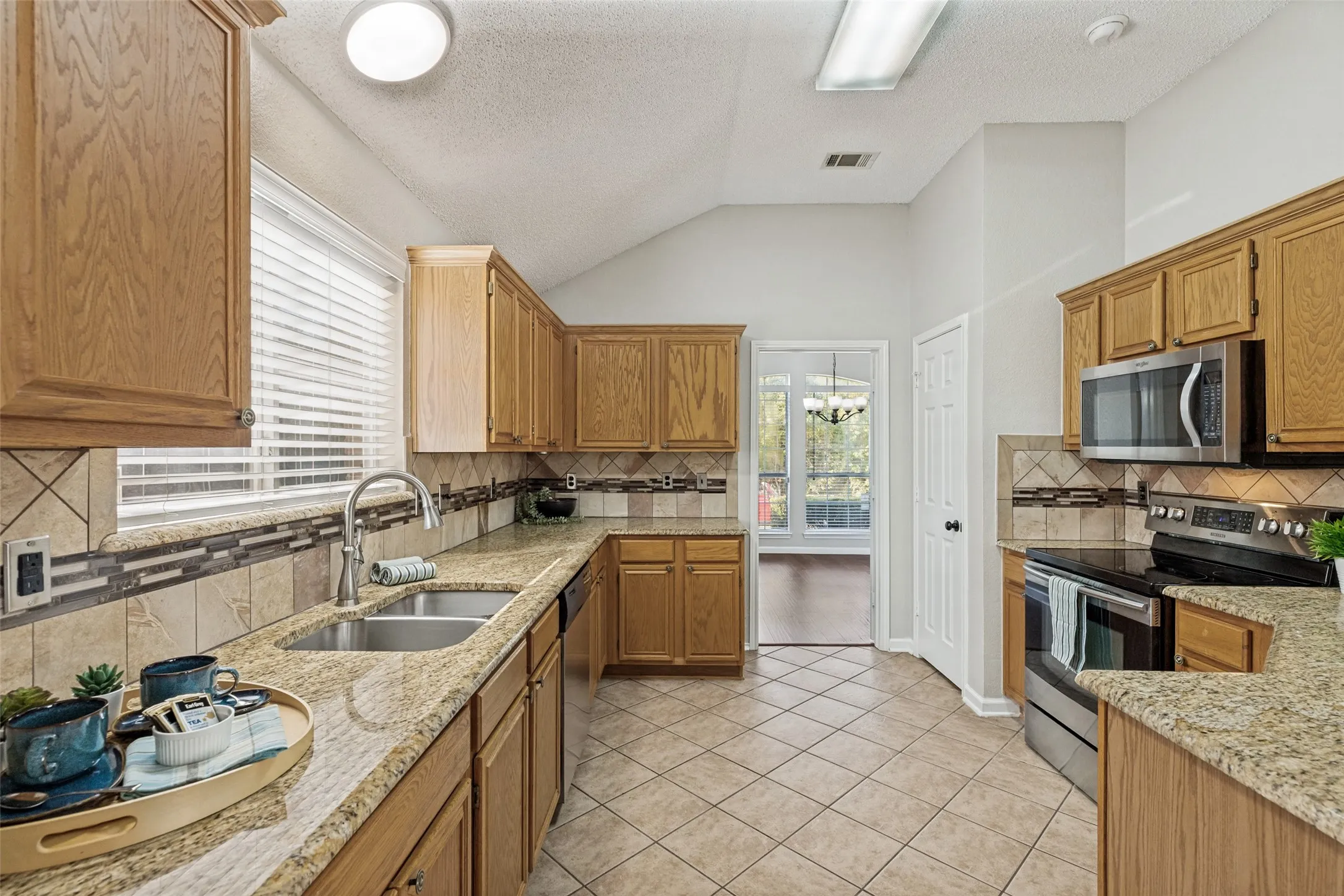 Tons of granite counter space and loads of cabinets