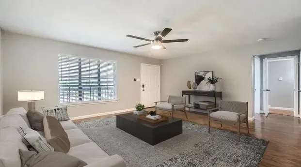 Wood-finish flooring throughout