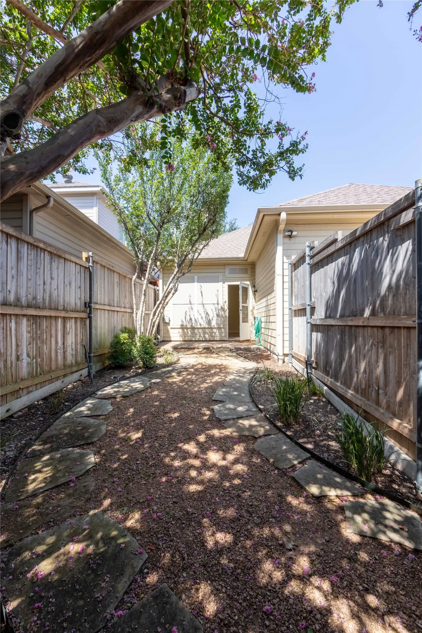 Private fenced courtyard.