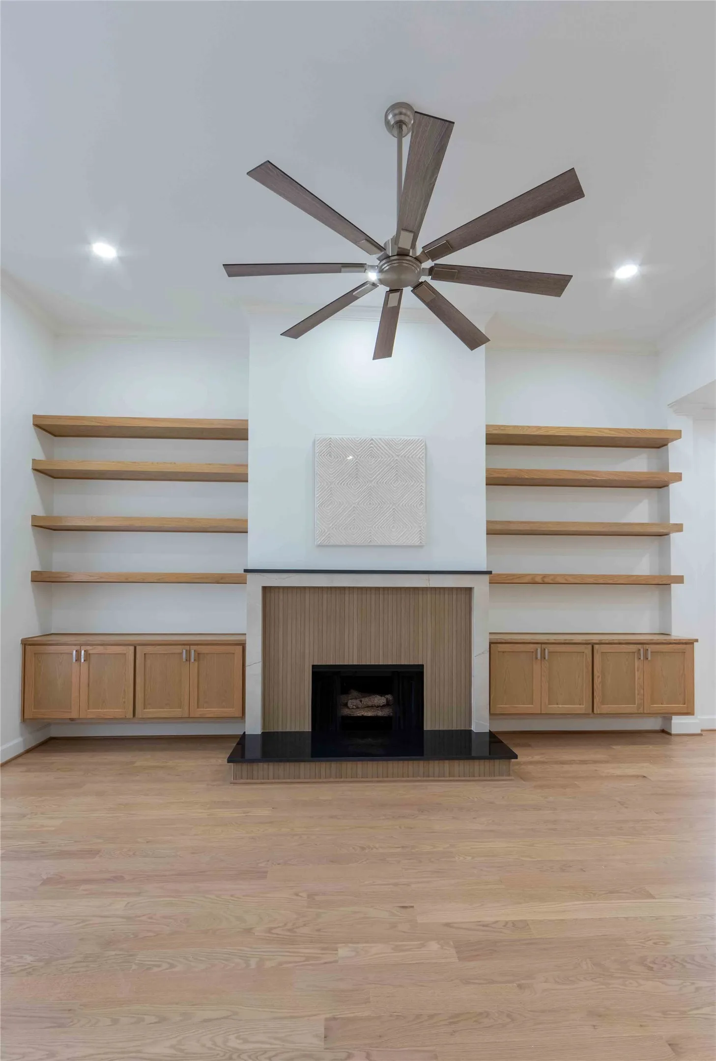 Wood burning fireplace.