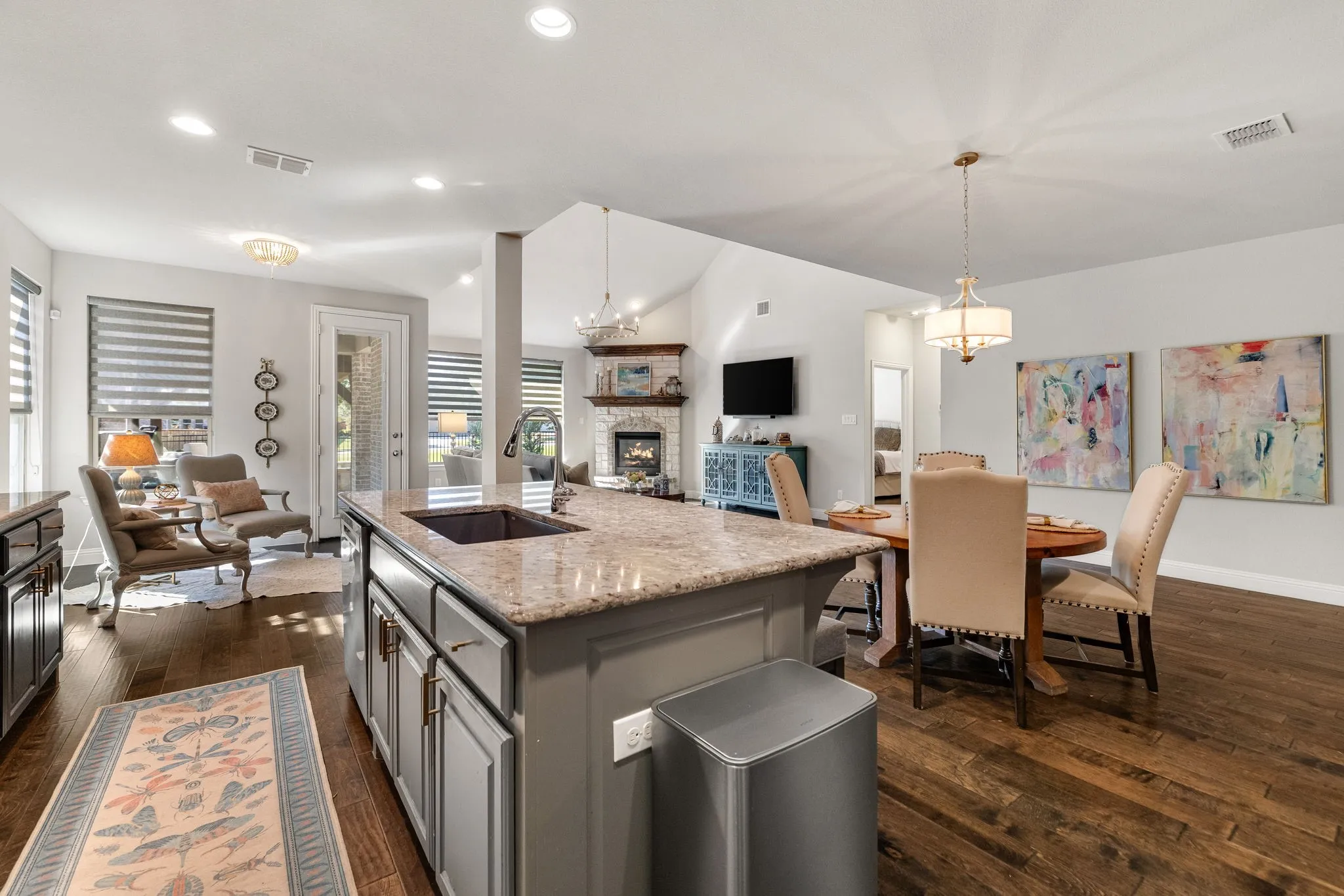 Kitchen with large eat-in island.