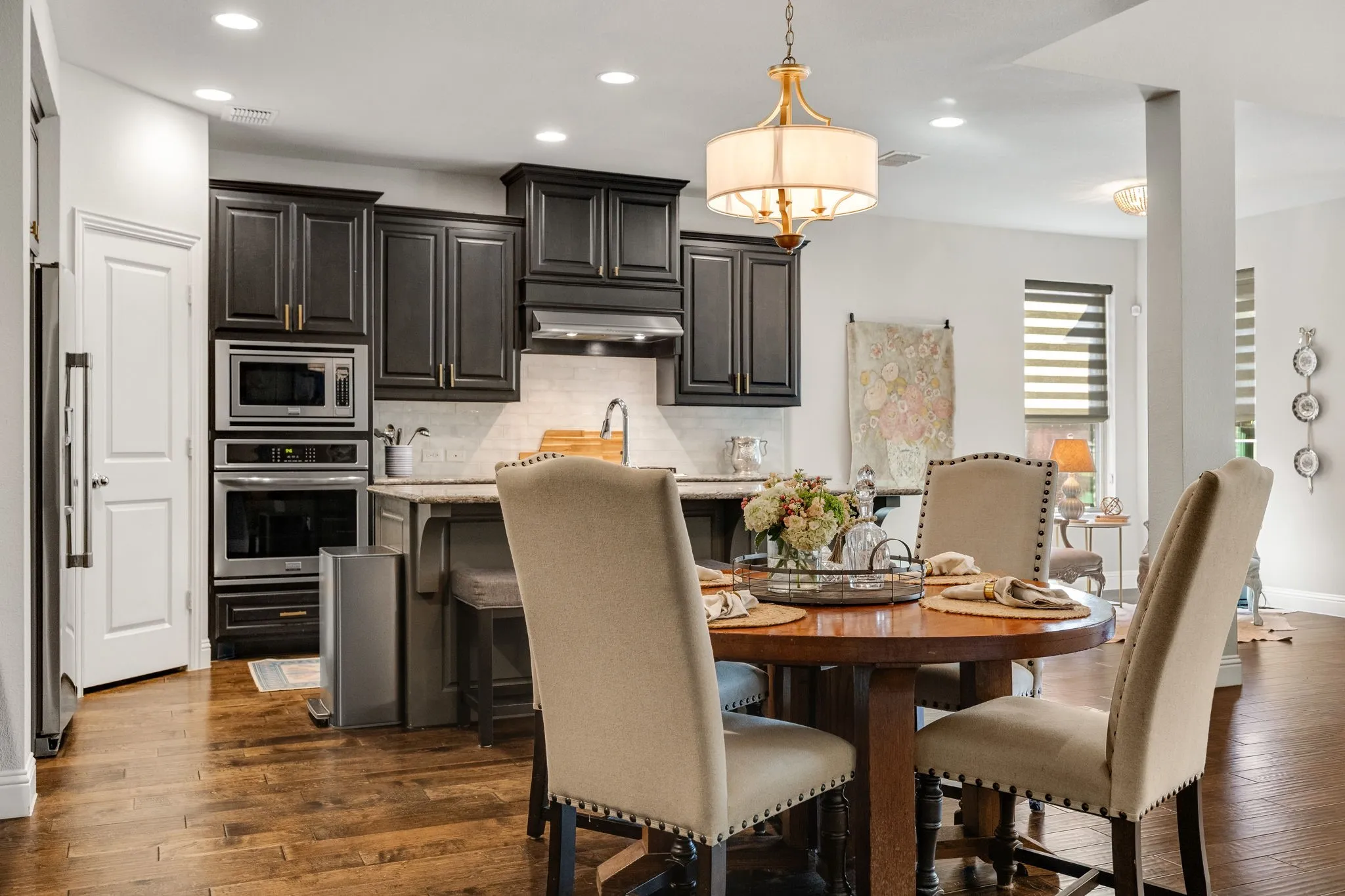 Dining room situated right off kitchen.