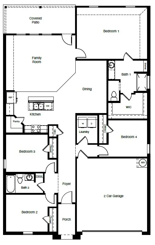 D.R. Horton's  Justin floor plan - All Home and community information, including pricing, included features, terms, availability and amenities, are subject to change at any time without notice or obligation. All Drawings, pictures, photographs, video, square footages, floor plans, elevations, features, colors and sizes are approximate for illustration purposes only and will vary from the homes as built.