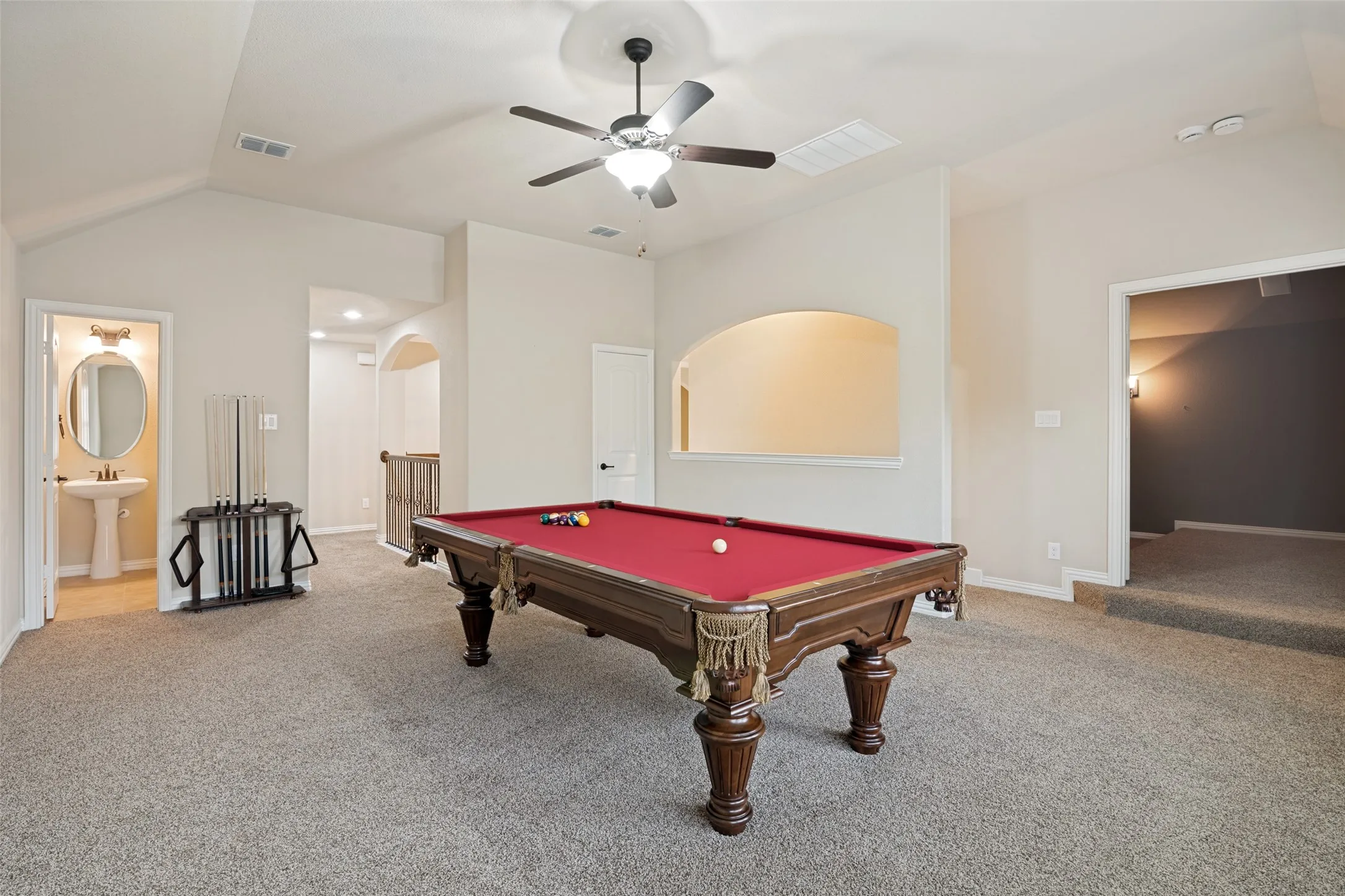 Large second-floor game room. Pool table remains.