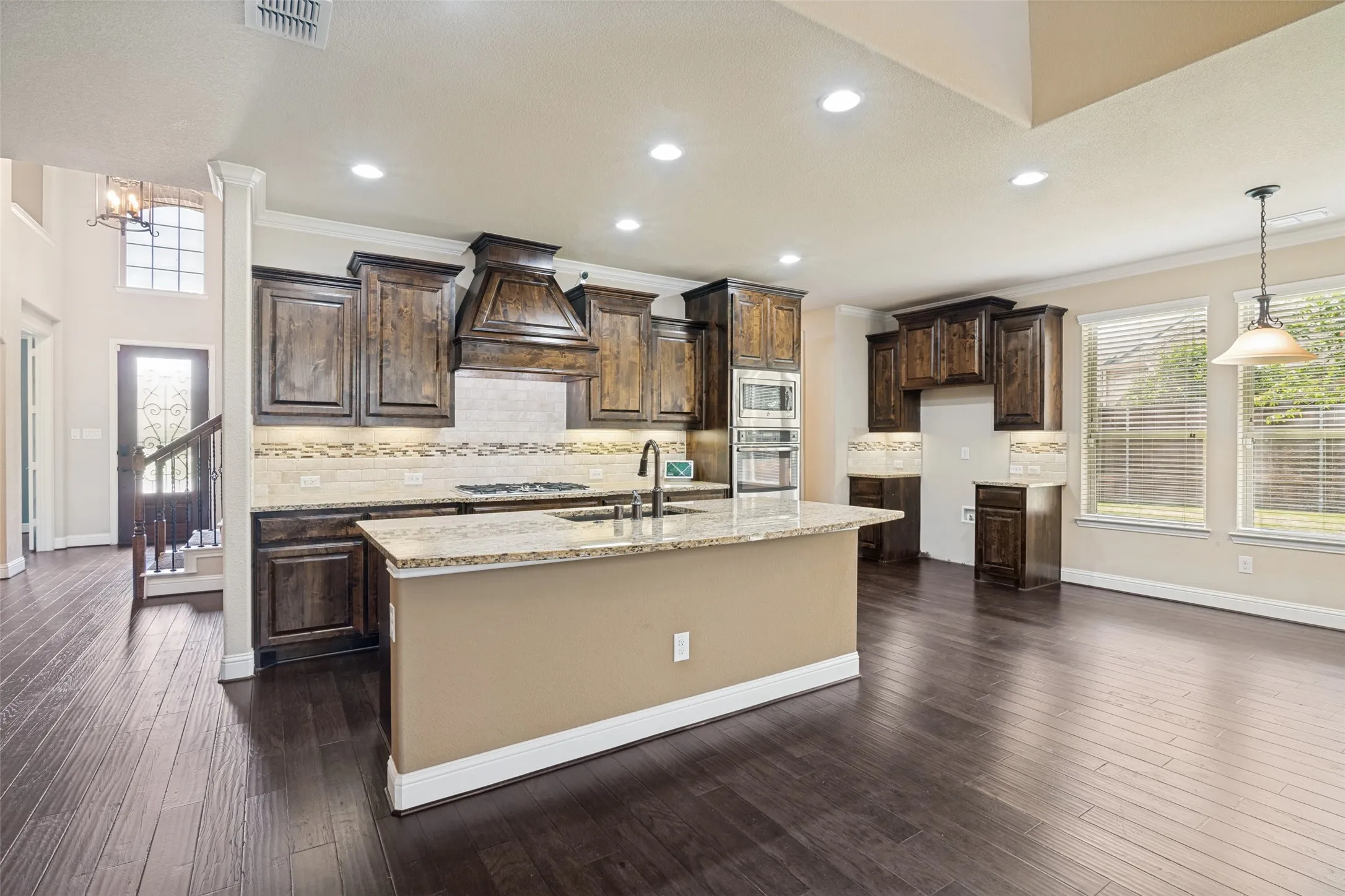 Kitchen and breakfast area as seen from living area.