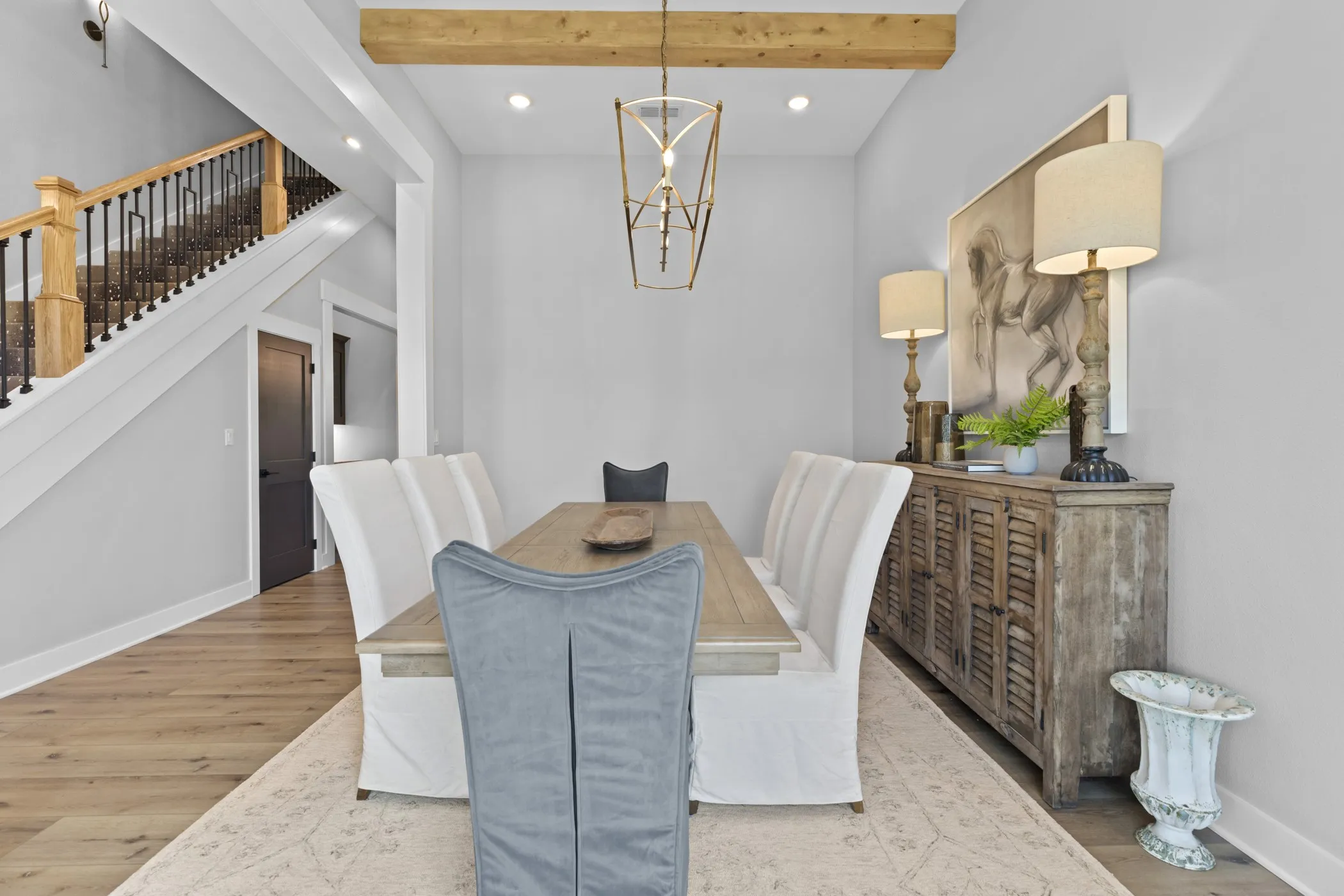 Wood-finish flooring throughout