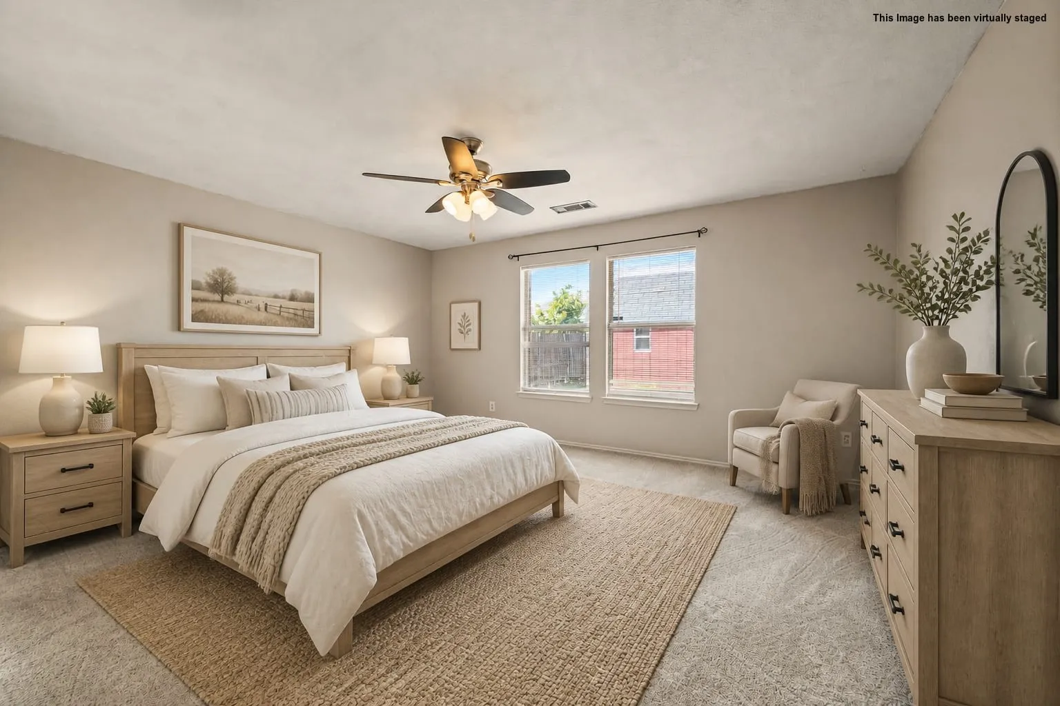 Virtually Staged Primary Bedroom