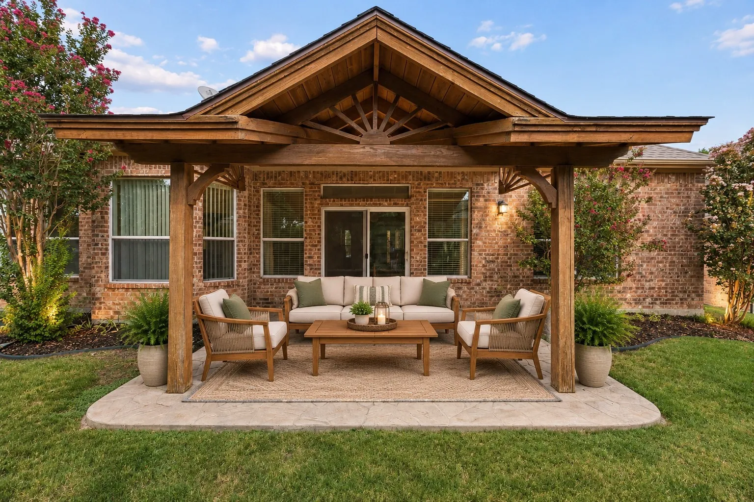 Covered patio virtually staged