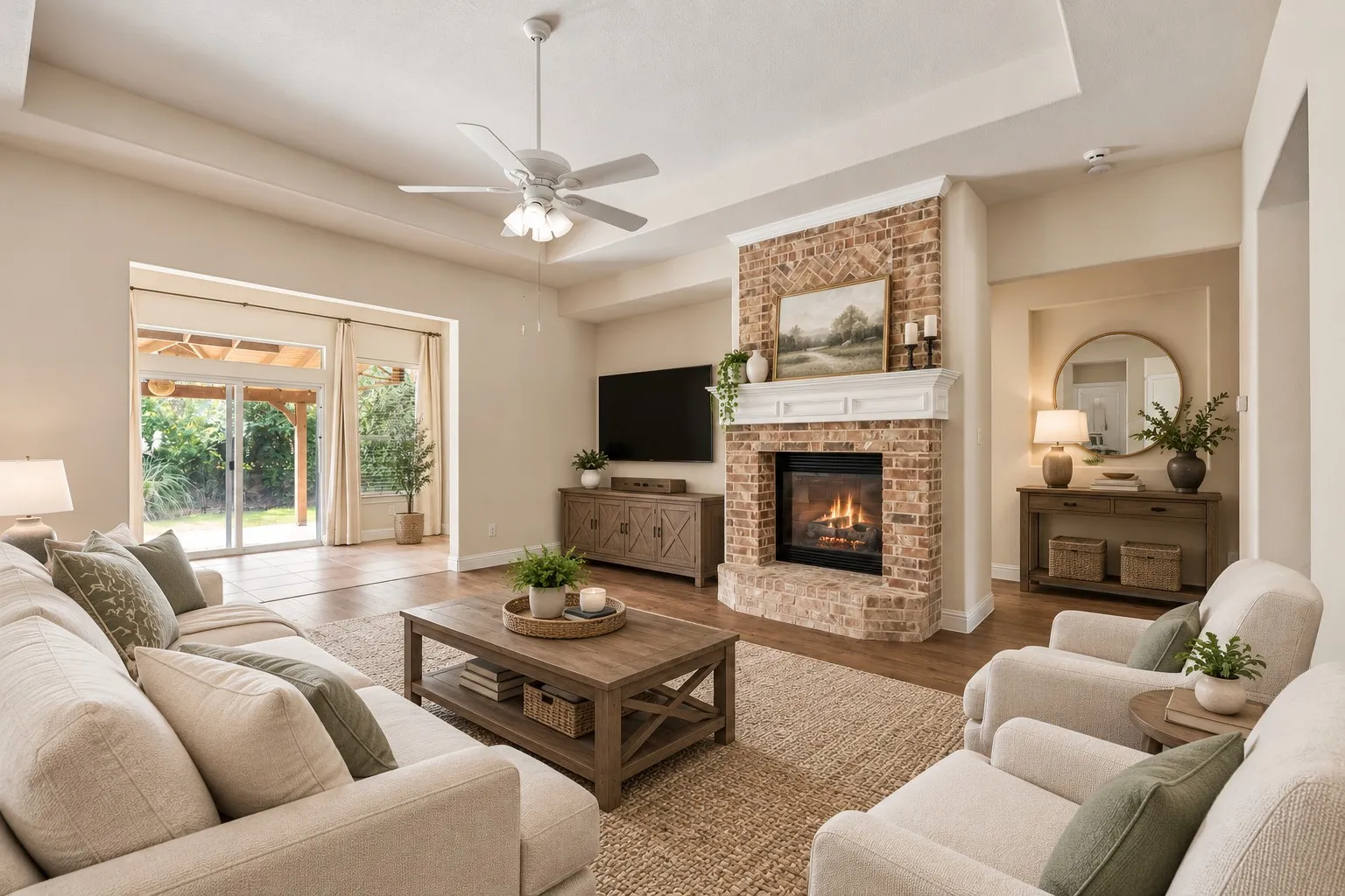 Virtually staged living room