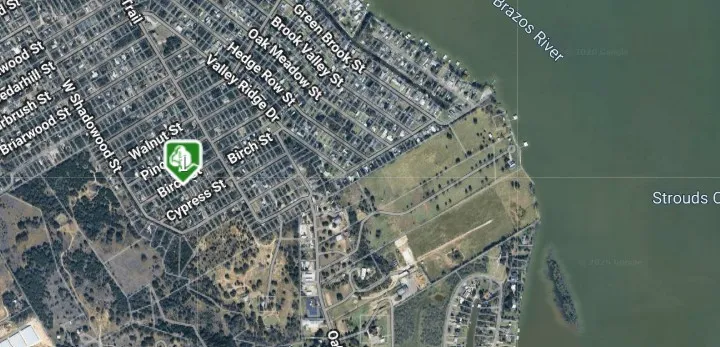 Map. Displaying the geographic layout of the property, including roads and water features