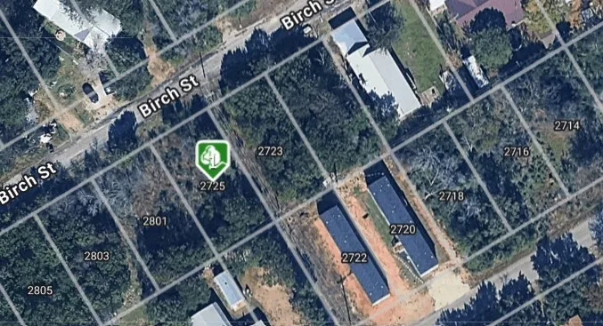Plat Map. Illustrating lot divisions and property addresses within the Birch Street area