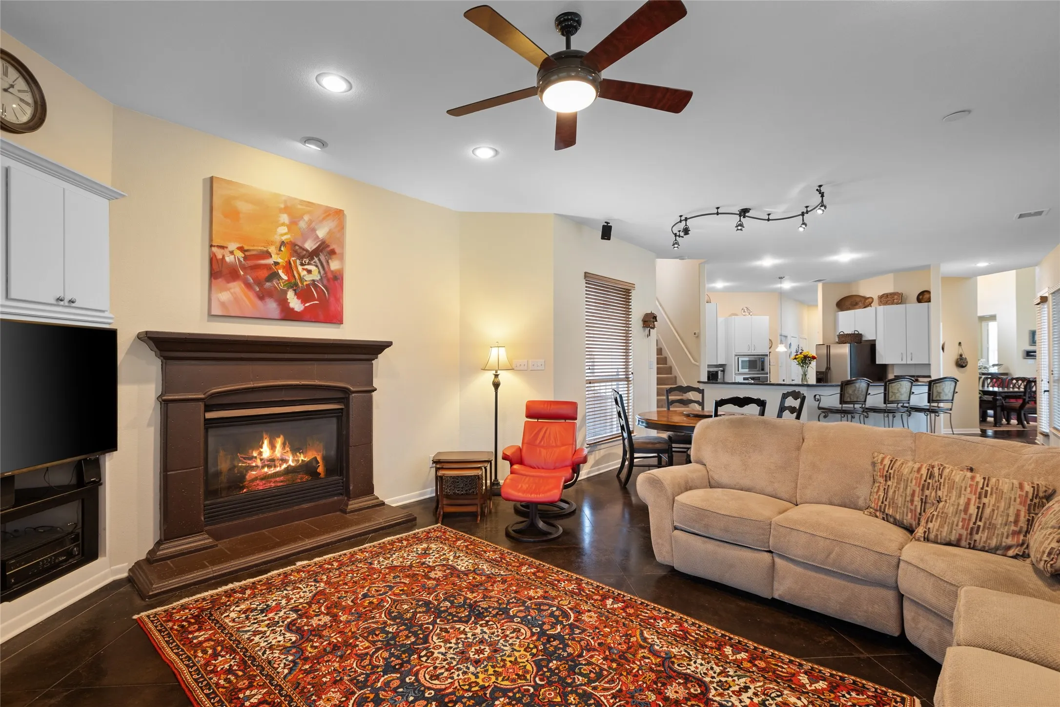 Cozy Family Room with dining and views all around
