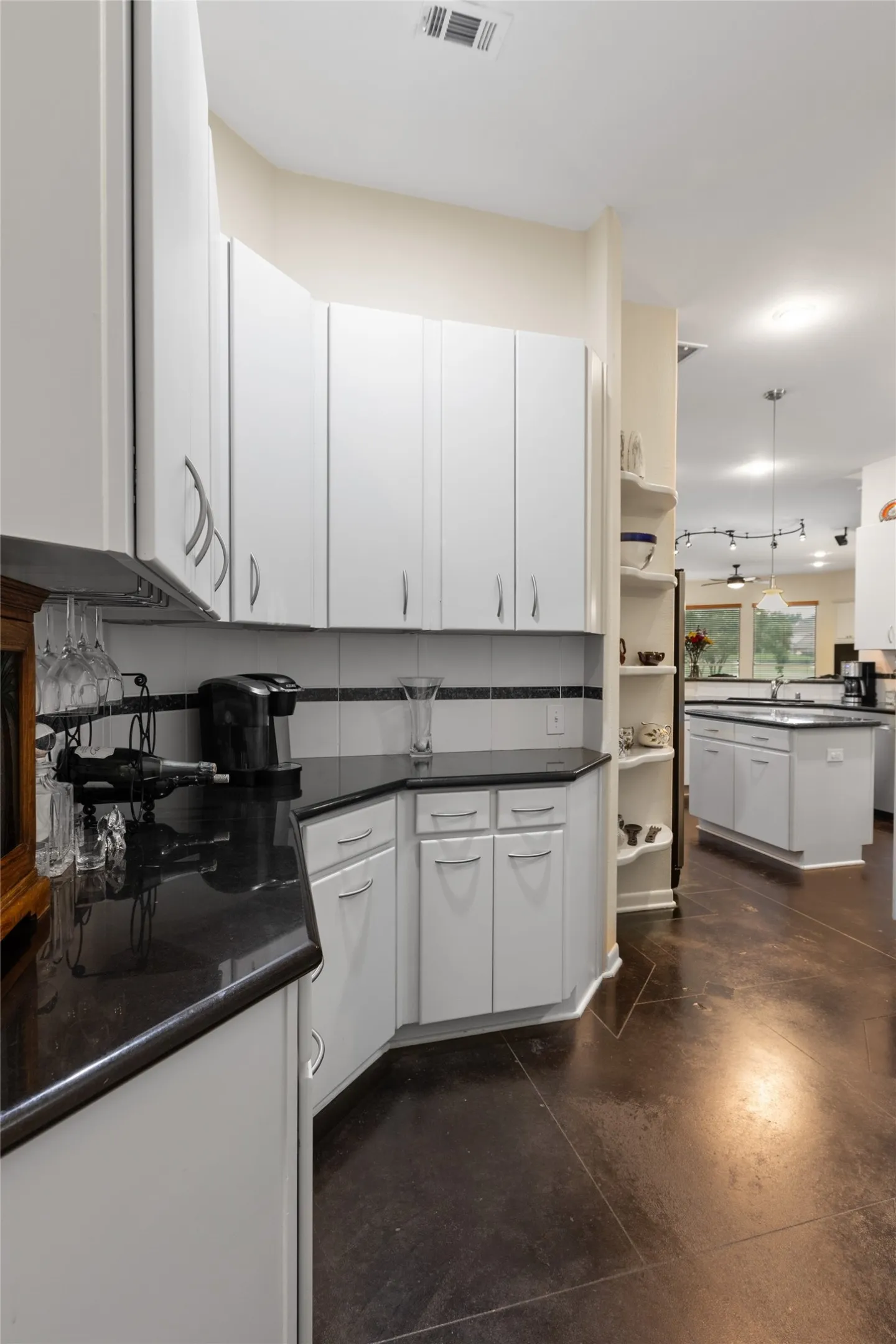 Coffee Bar off the Kitchen with Additional Cabinets