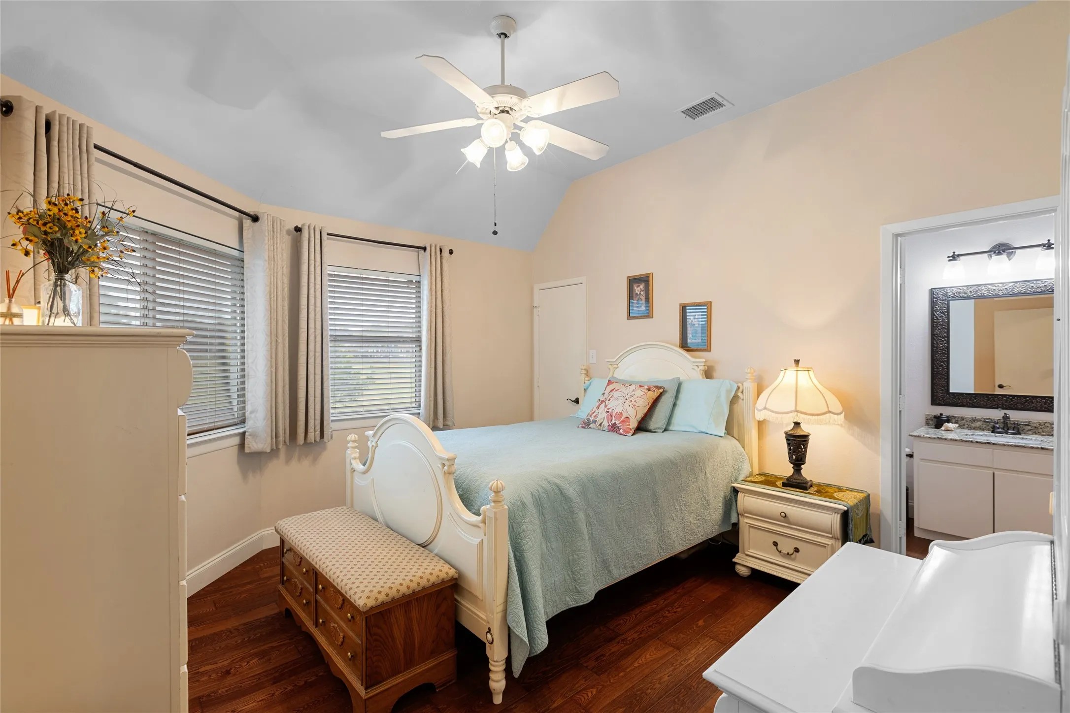 Upstairs overlooking pool with shared bath