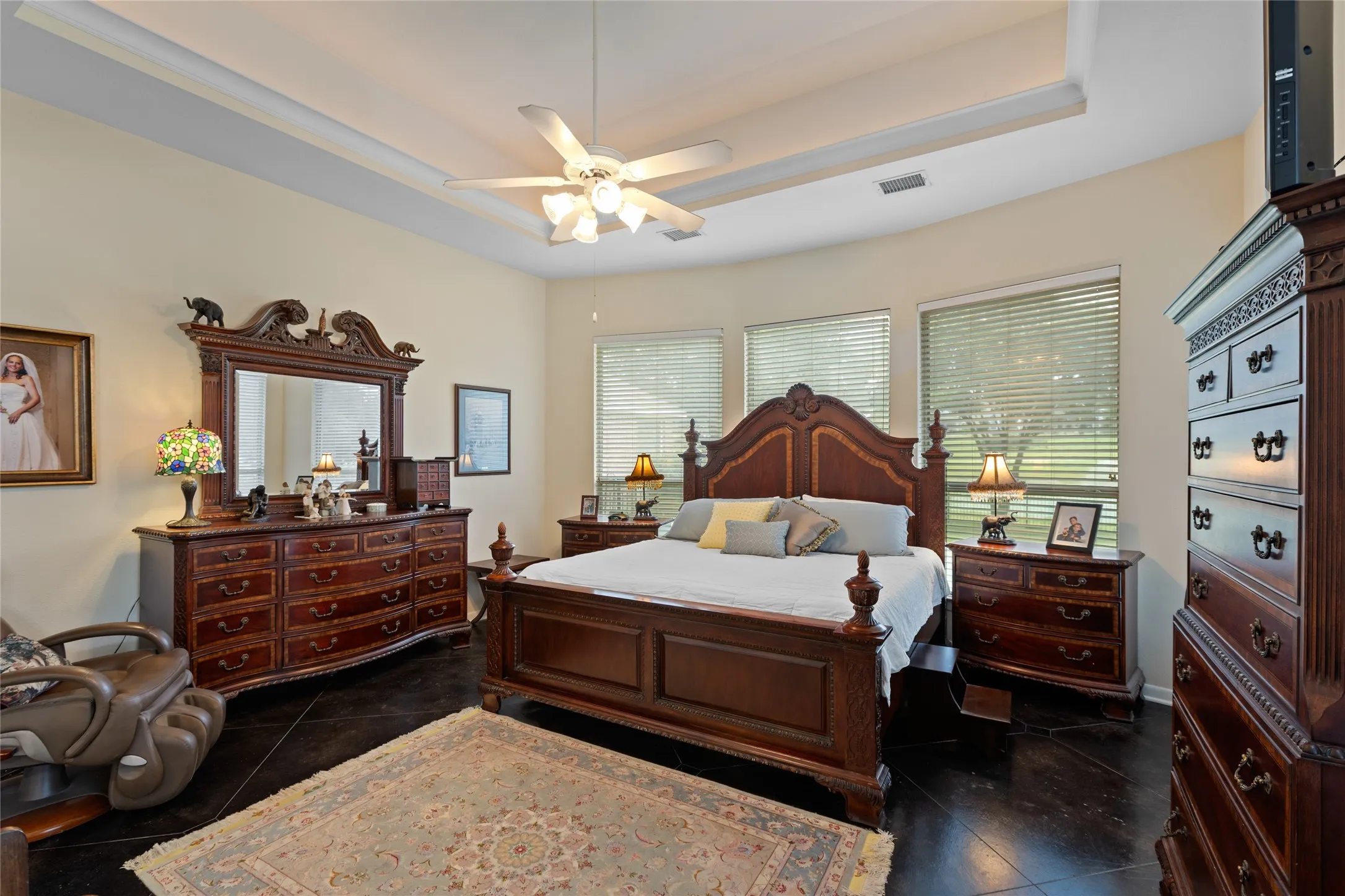 Primary Bedroom downstairs with Views of the Fountain