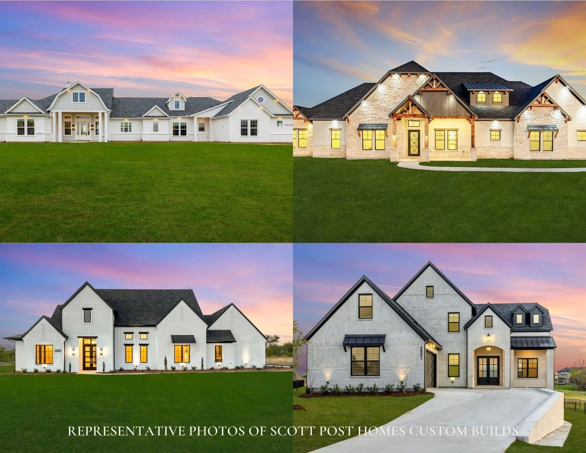 Marketing Material. Depicting various residential properties constructed by Scott Post Homes Custom Builds