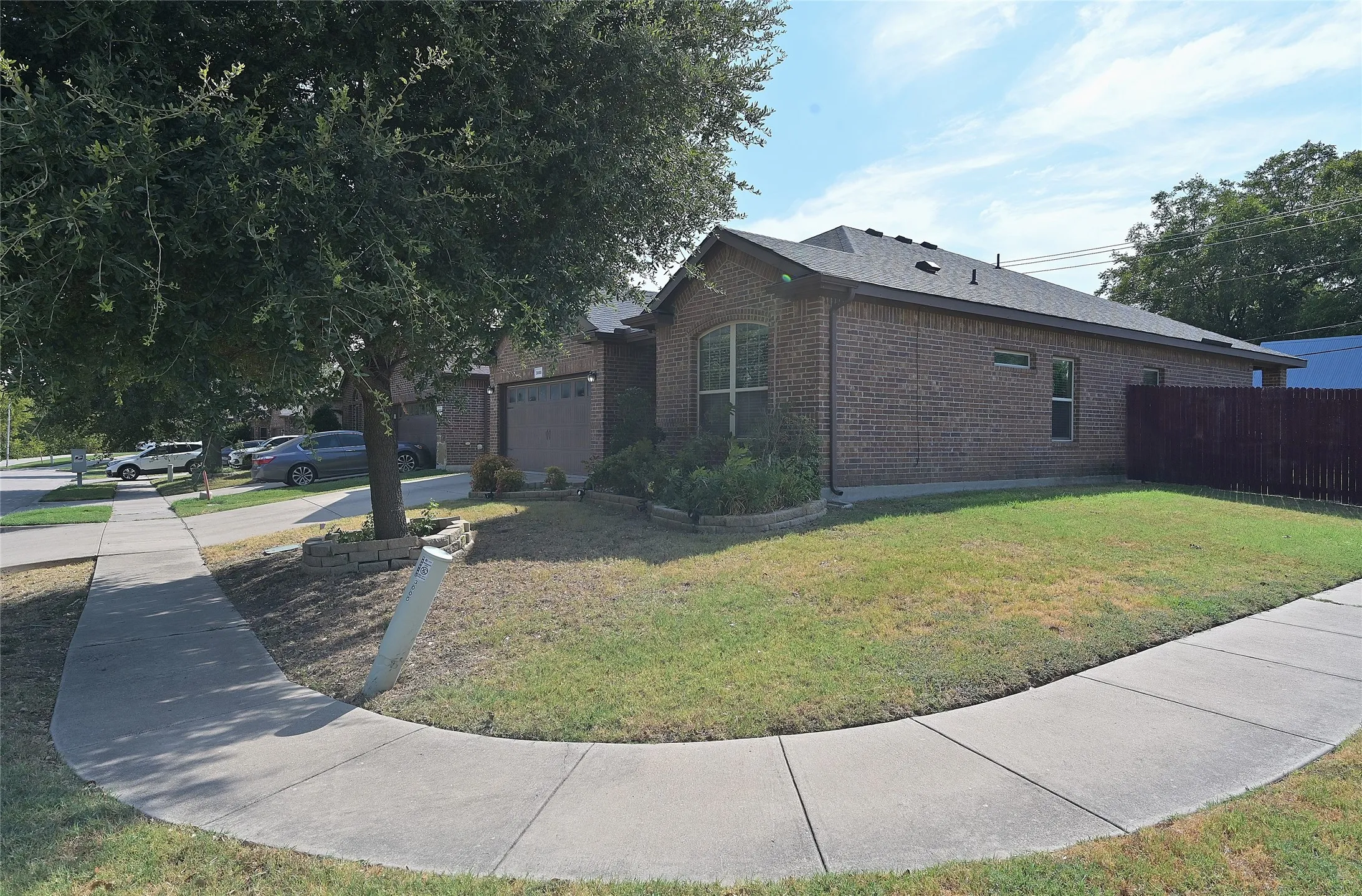 Located on a large corner lot