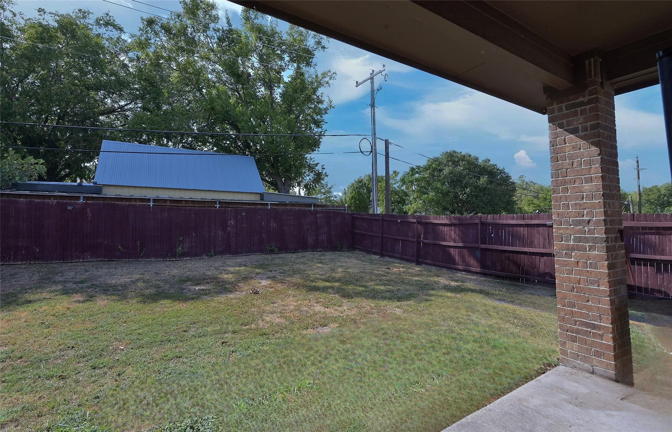 Large fenced backyard