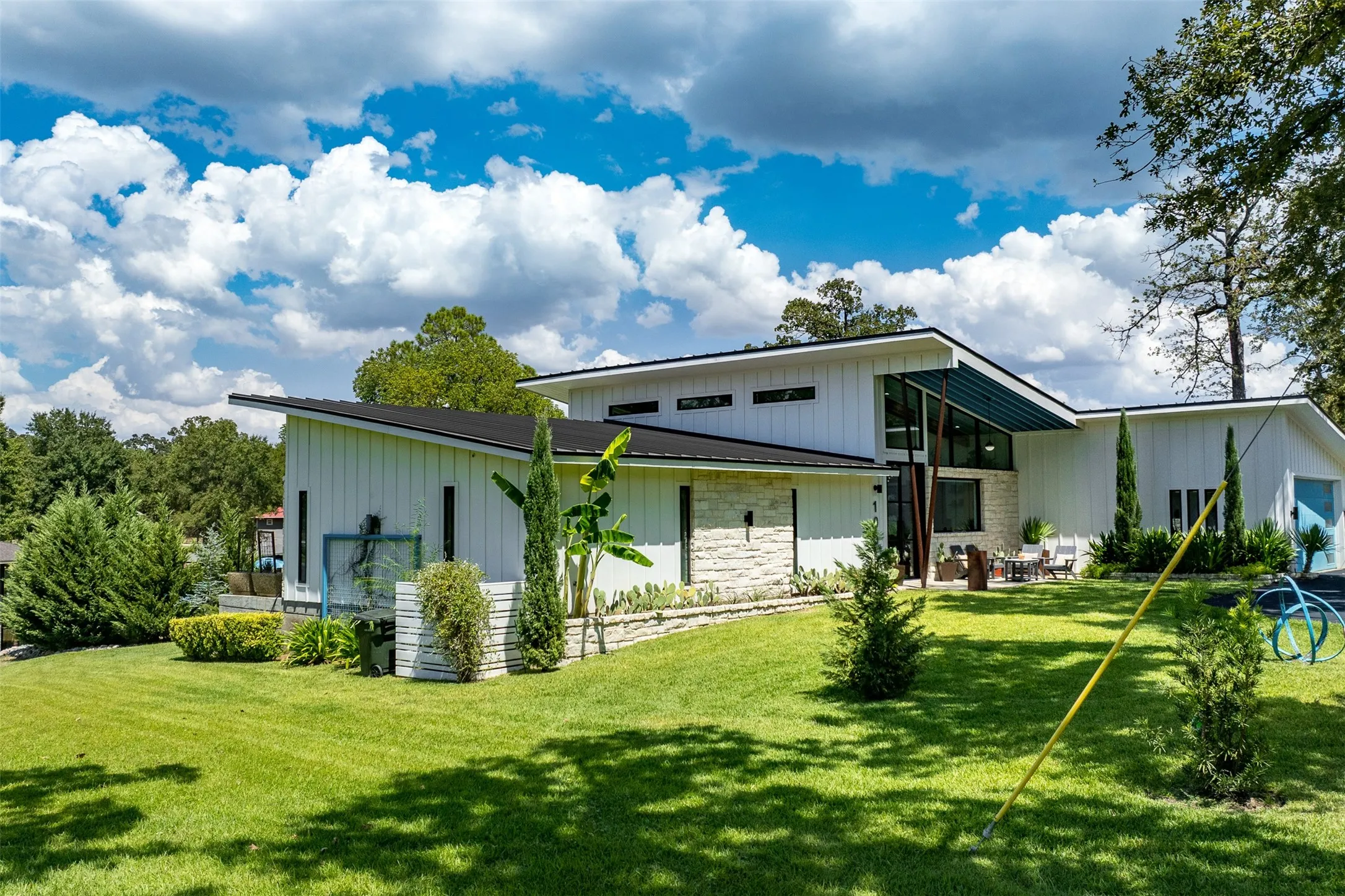 Clerestory windows bring in natural light while preserving privacy.