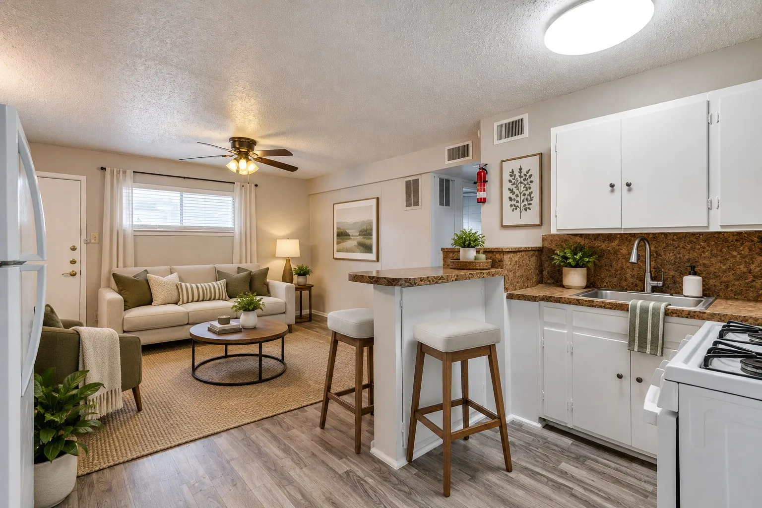 Kitchen featuring white cabinetry, a stainless steel sink, and stone-finish countertops