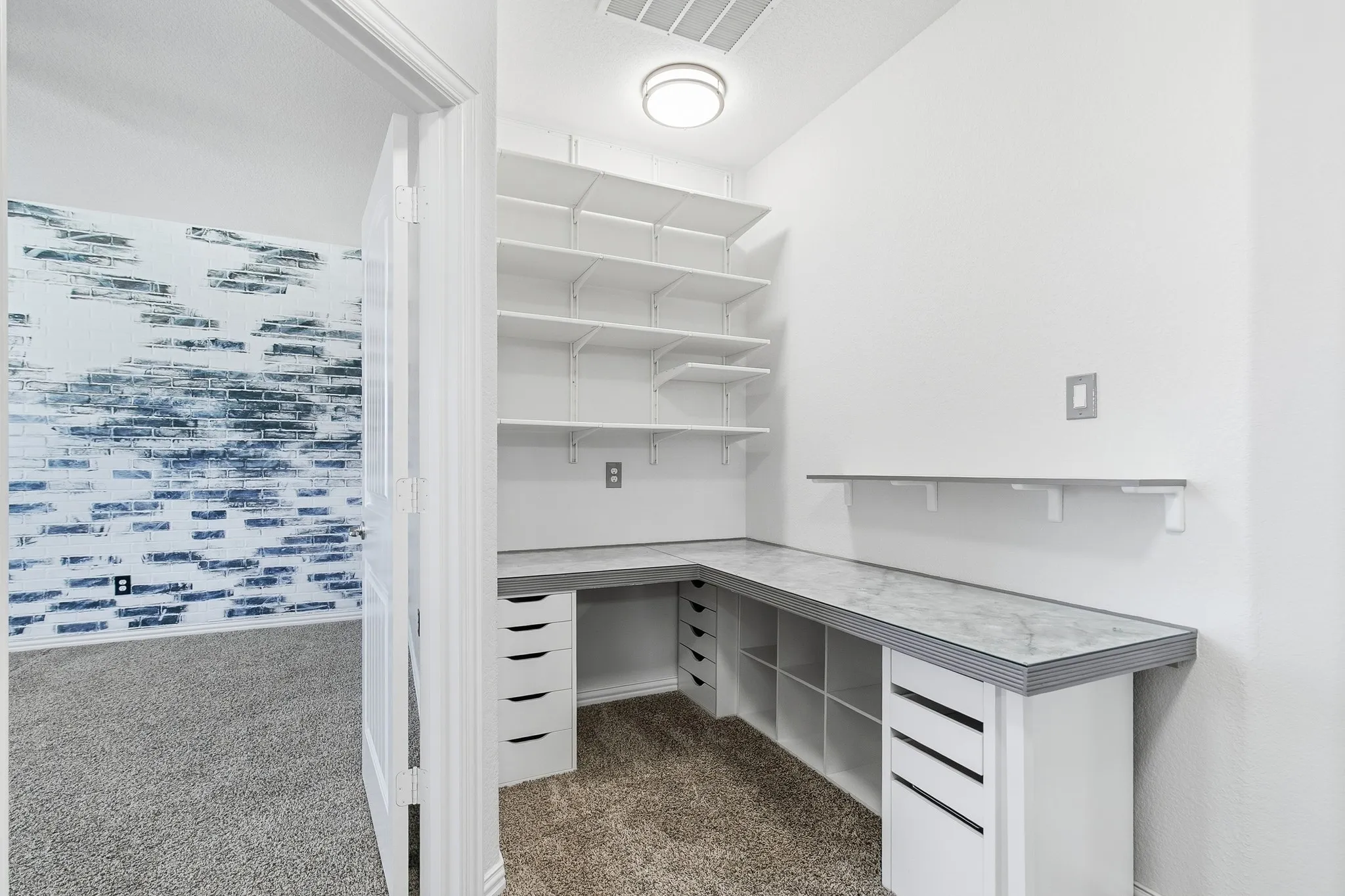 Built- in upstairs workspace