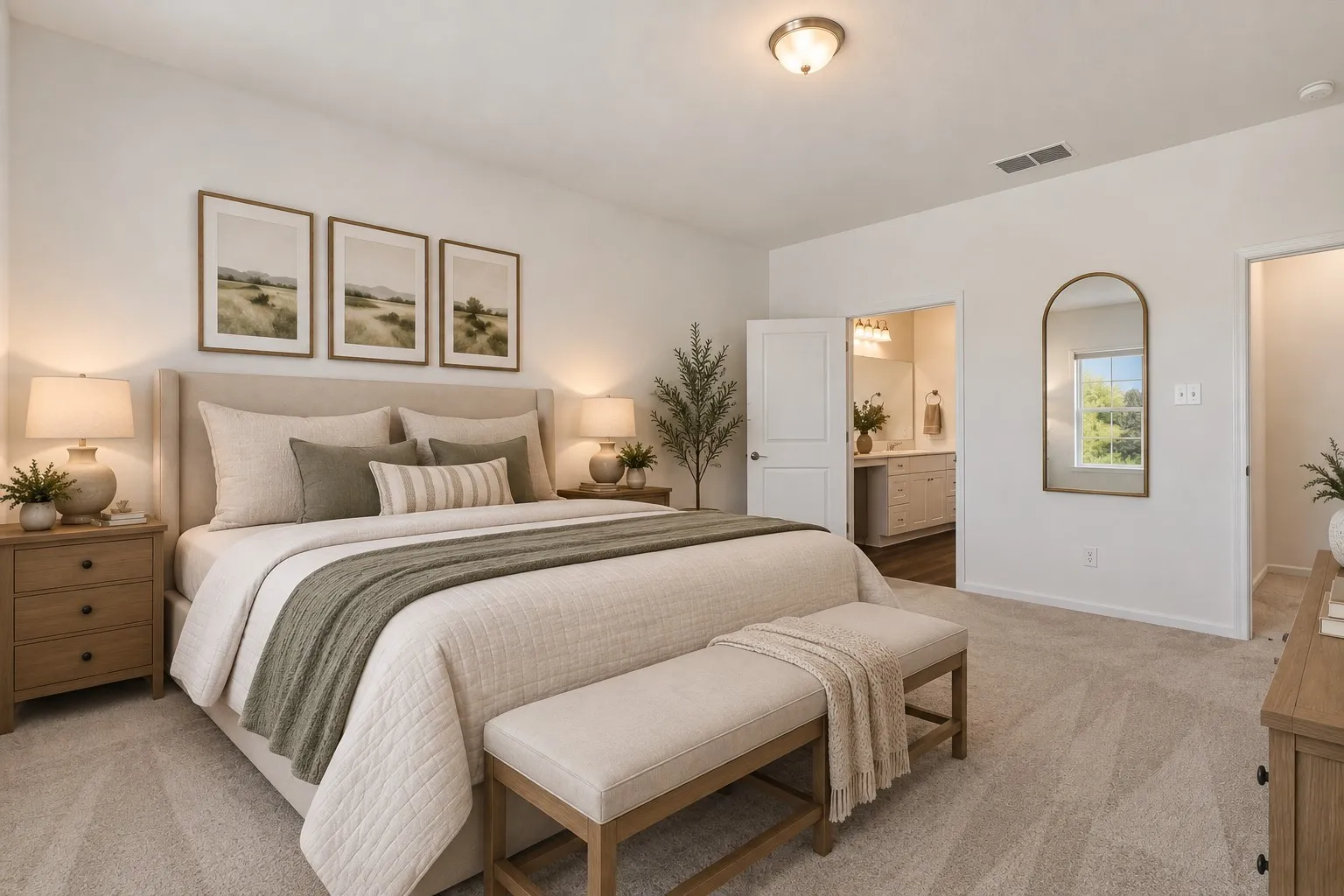 *Virtually Staged* Spacious primary bedroom with ensuite bathroom. Enjoy relaxing in the secluded privacy of your primary suite.