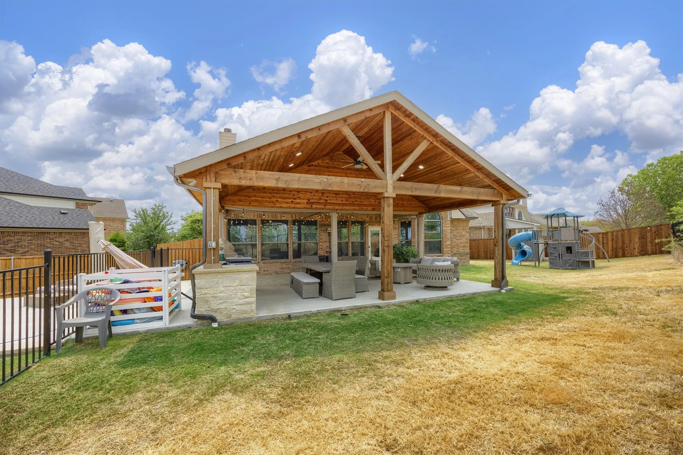Even with the pool and patio, the backyard still has room to do more!