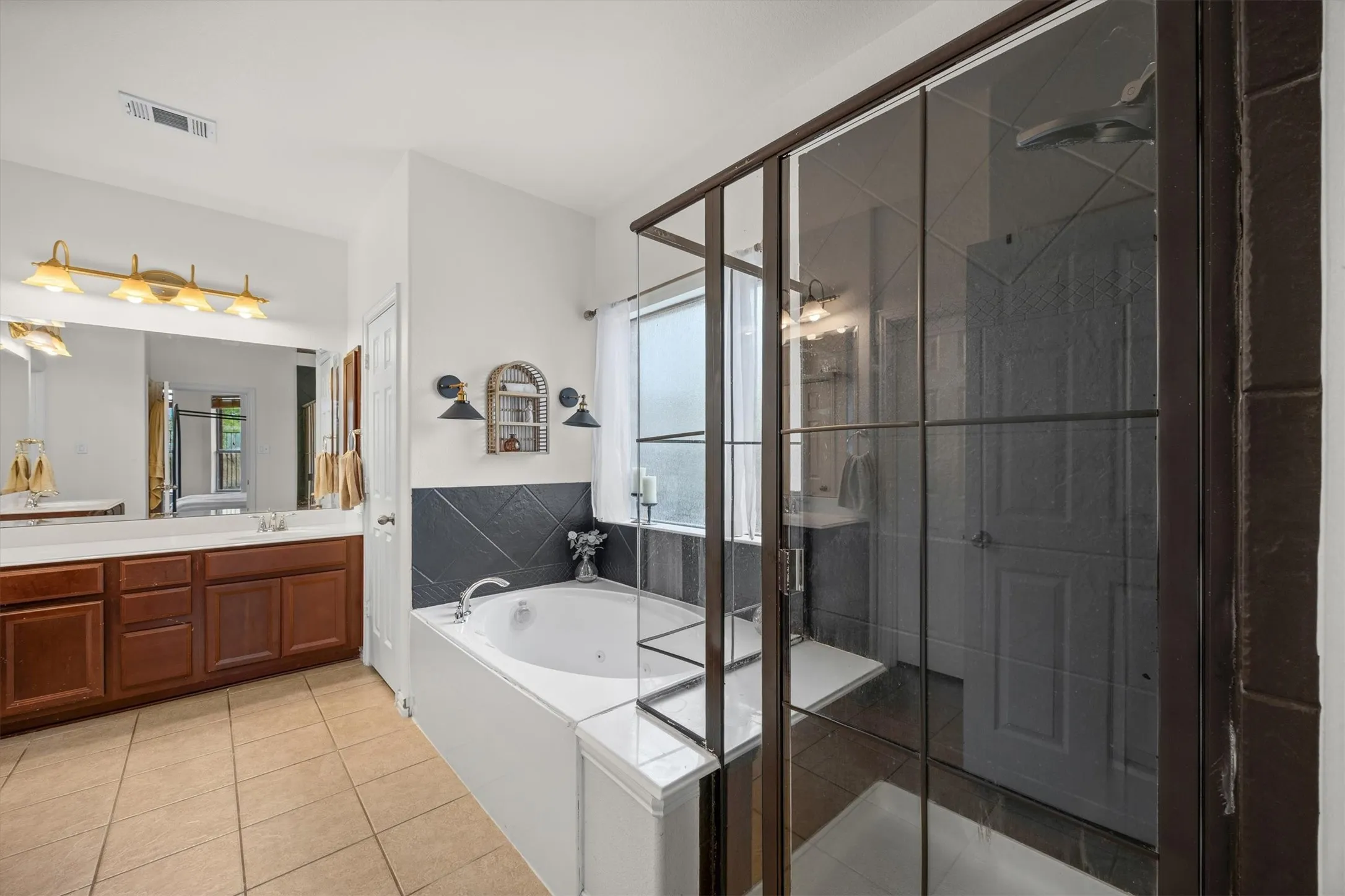 The shower is oversized.