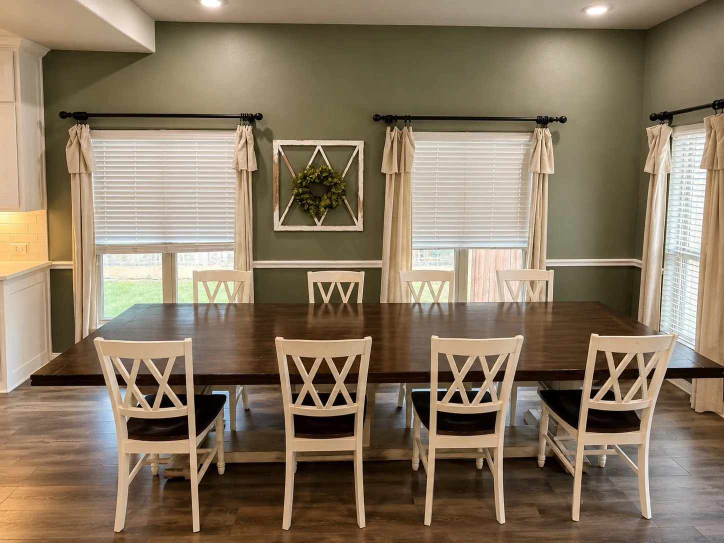 Large eat in kitchen dining area with space for large table and chairs.